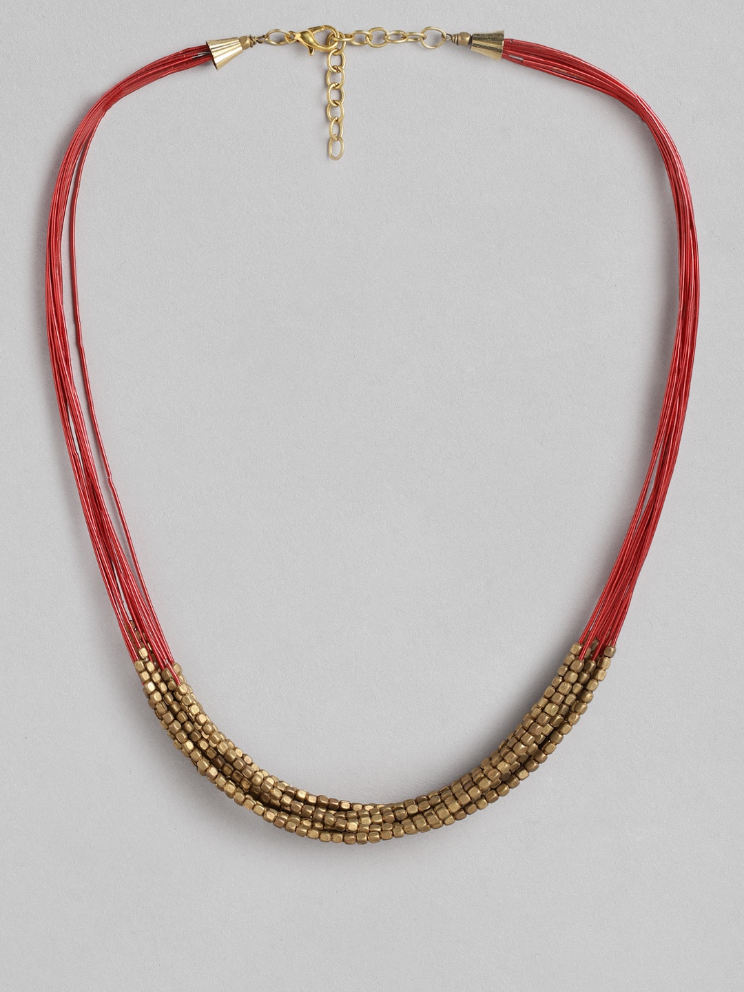 

Rang Gali Brass-Plated Bohemian Necklace, Red
