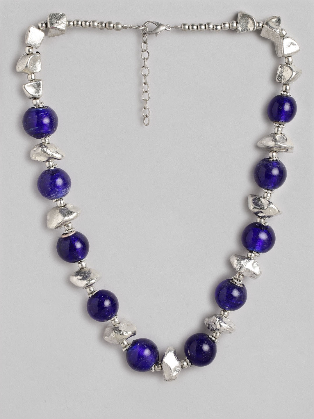

Rang Gali Rhodium-Plated Statement Necklace, Blue