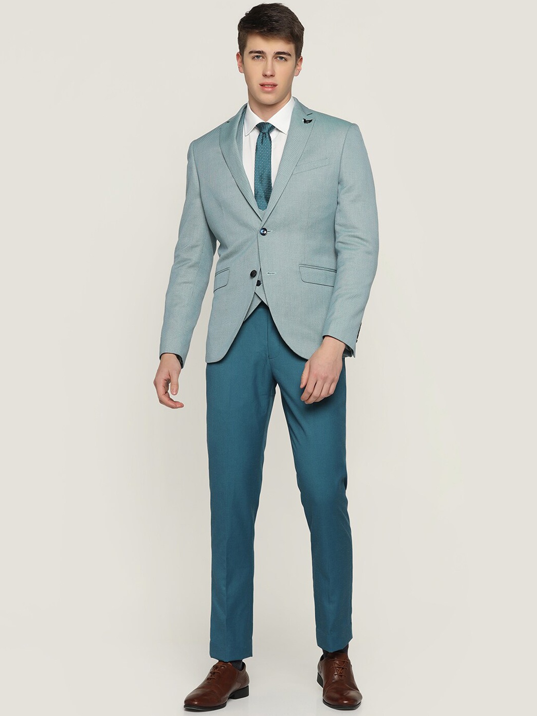 

Blackberrys Peter 4 Pcs Linen Multitude 6X Textured Formal Suit, Teal