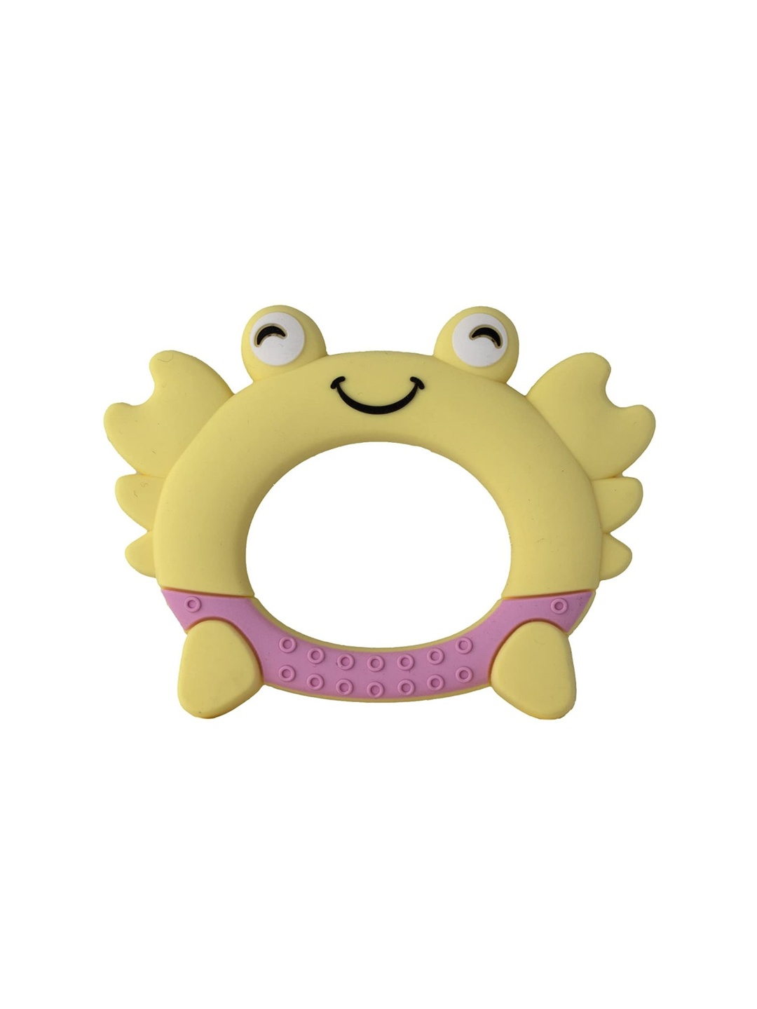 

YOUSTYLO Infant Kids Yellow Textured Silicone Crab Shape Chew Teether