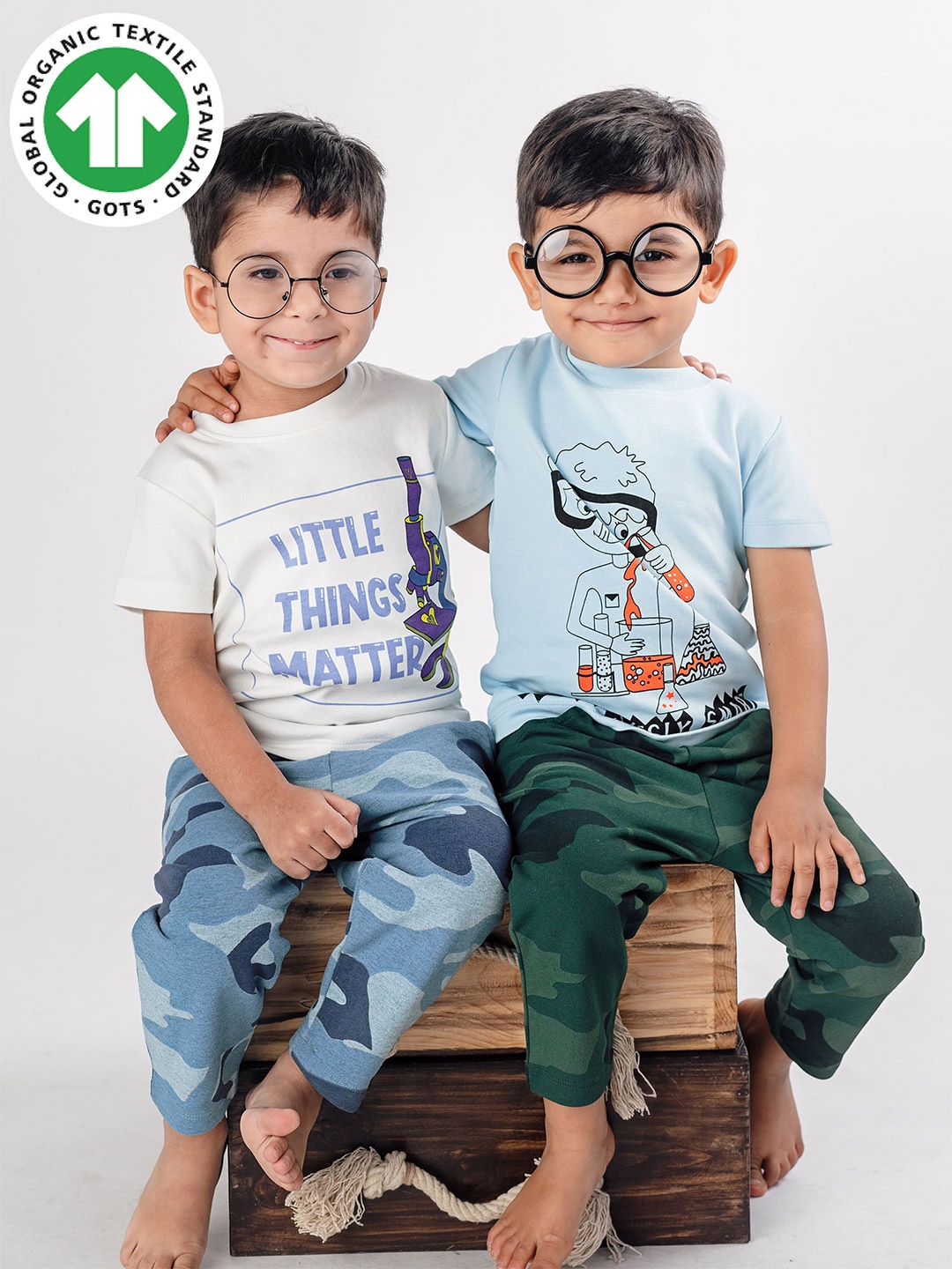 

GREENDIGO Boys Pack Of 2 Printed Organic Cotton T-shirt, White