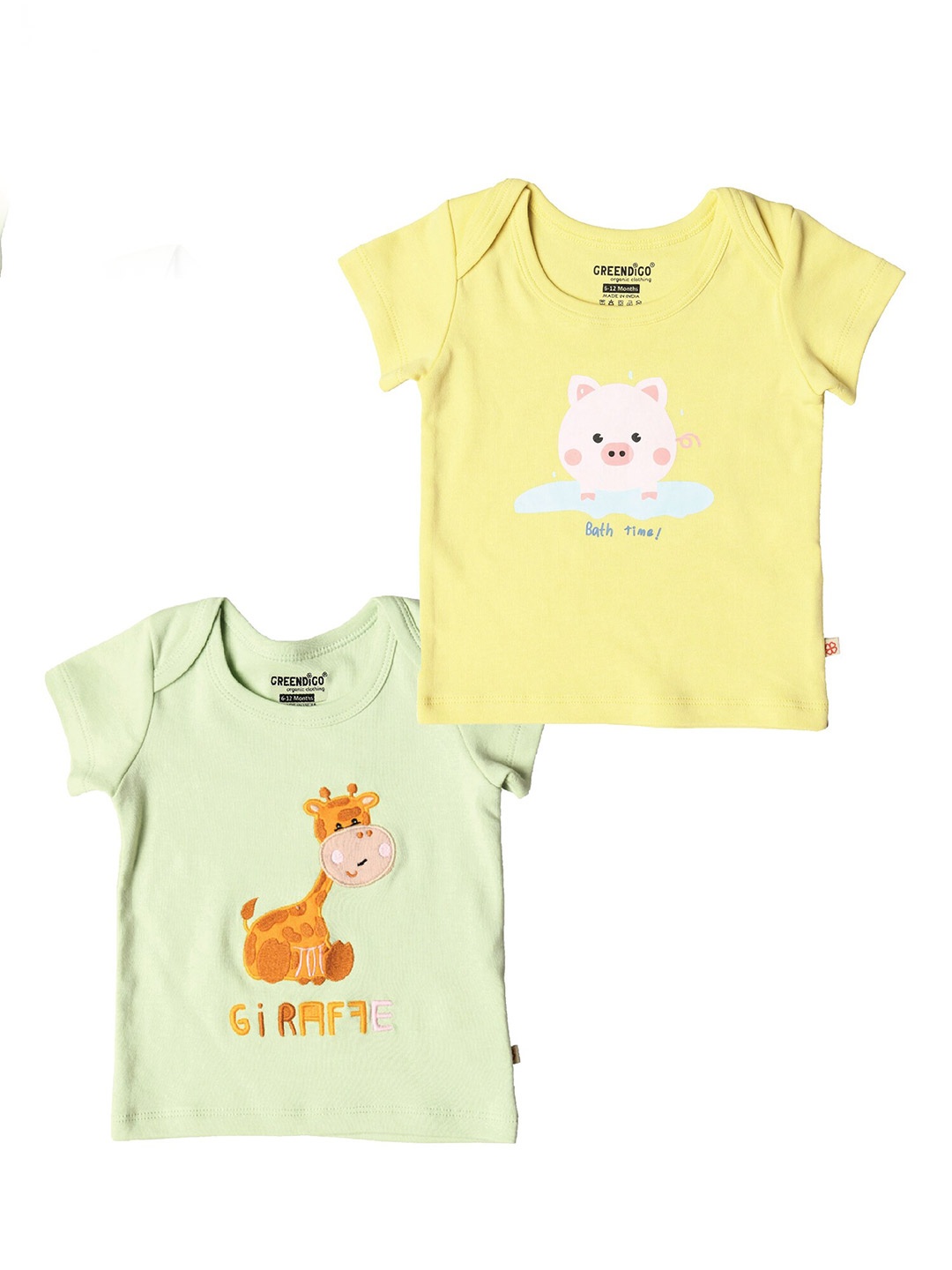 

GREENDIGO Kids Pack Of 2 Printed Organic Cotton T-shirt, Yellow