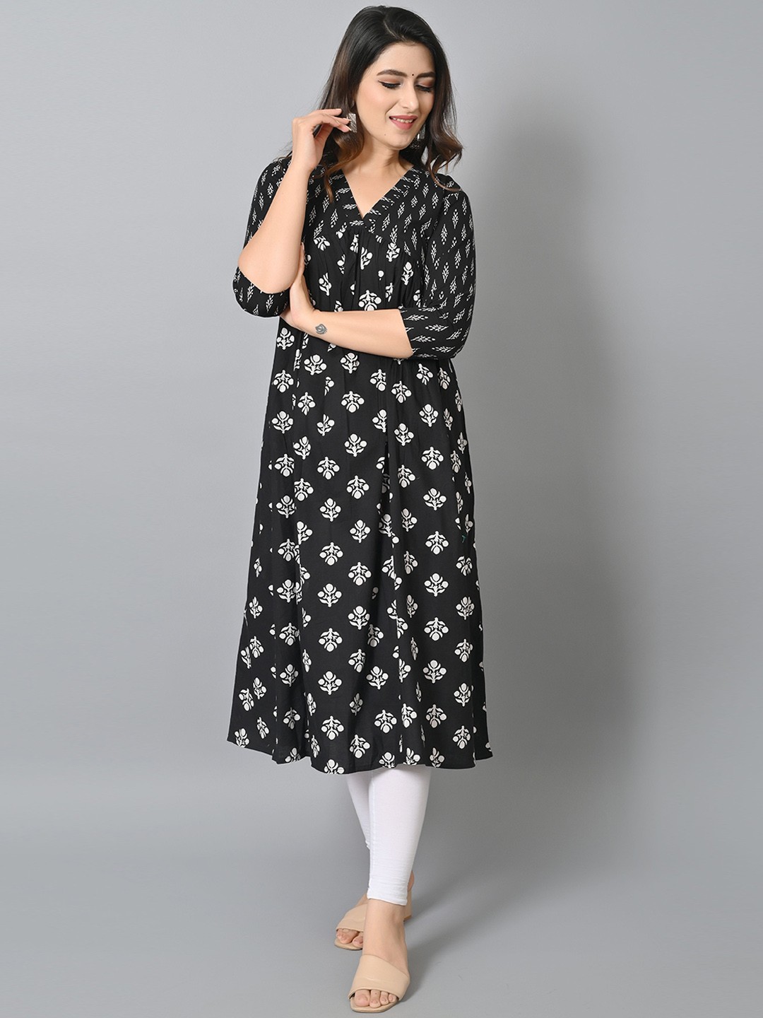

VASTRAMANIAA Women Ethnic Motifs Printed Pure Cotton Kurta, Black