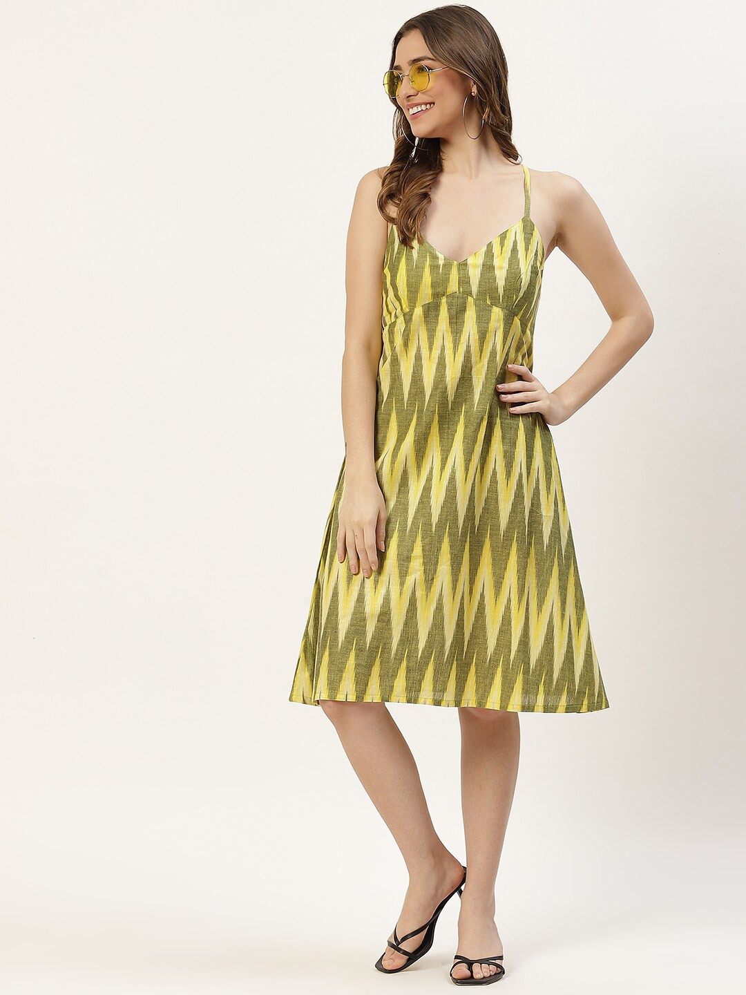 

Molcha Shoulder Strap A-Line Cotton Dress, Yellow