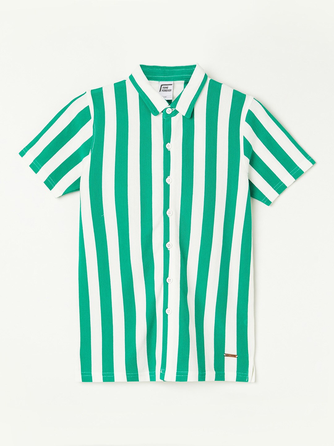 

Fame Forever by Lifestyle Boys Striped Cotton Casual Shirt, Green