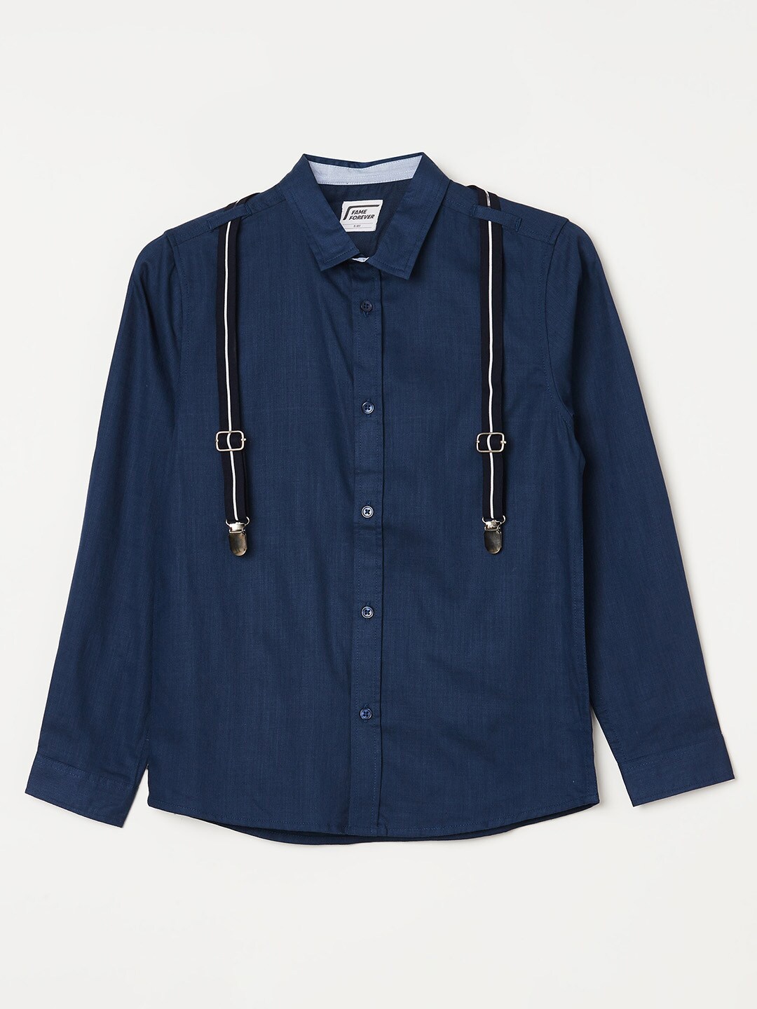 

Fame Forever by Lifestyle Boys Cotton Casual Shirt With Suspender, Blue