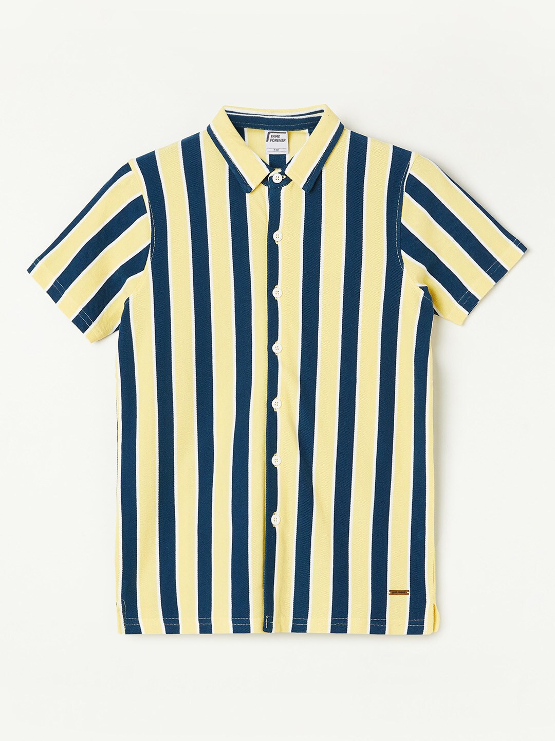 

Fame Forever by Lifestyle Boys Striped Cotton Casual Shirt, Yellow