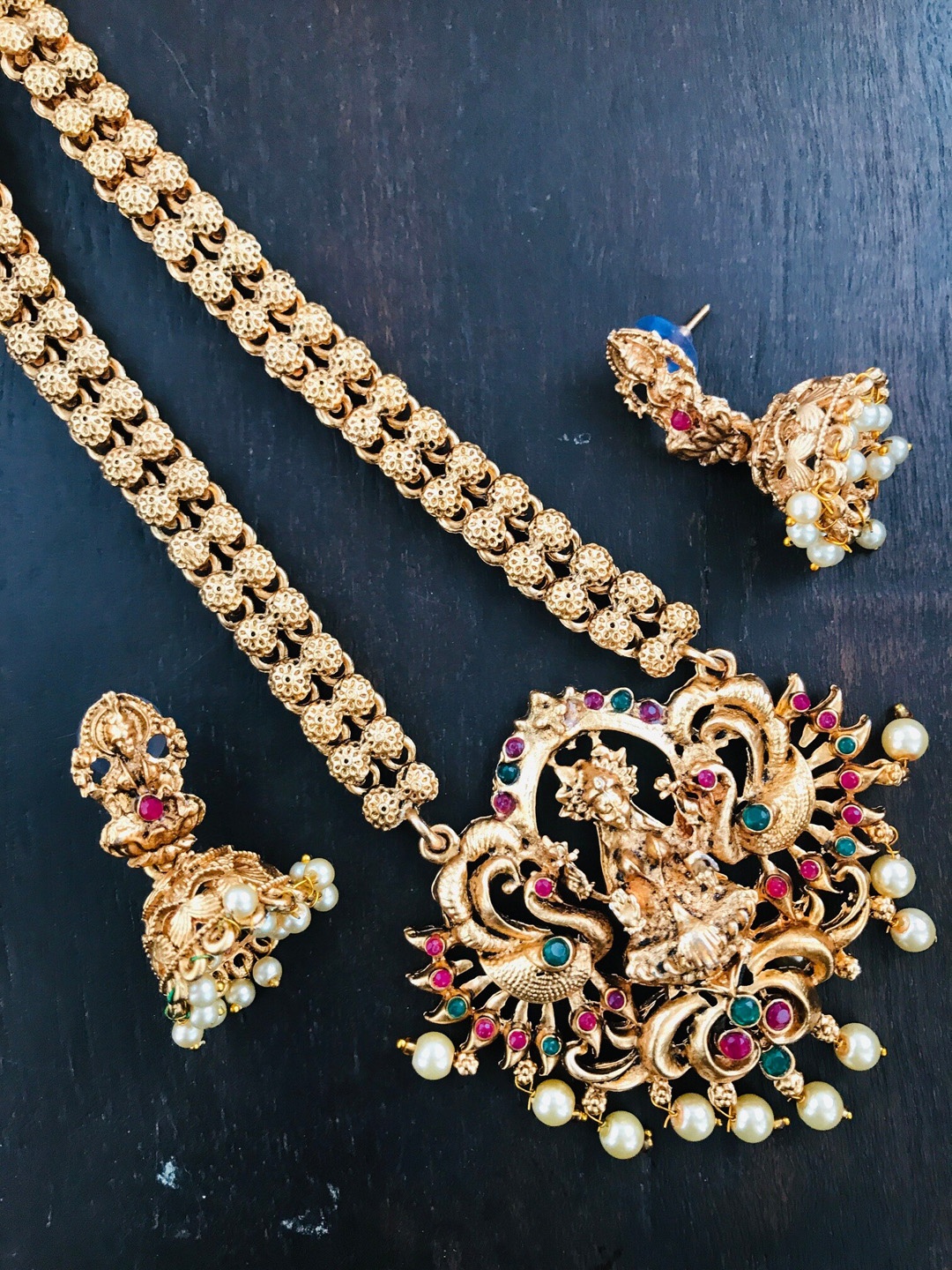 

The Opal Factory Gold-Plated Stone-Studded & Beaded Jewellery Set