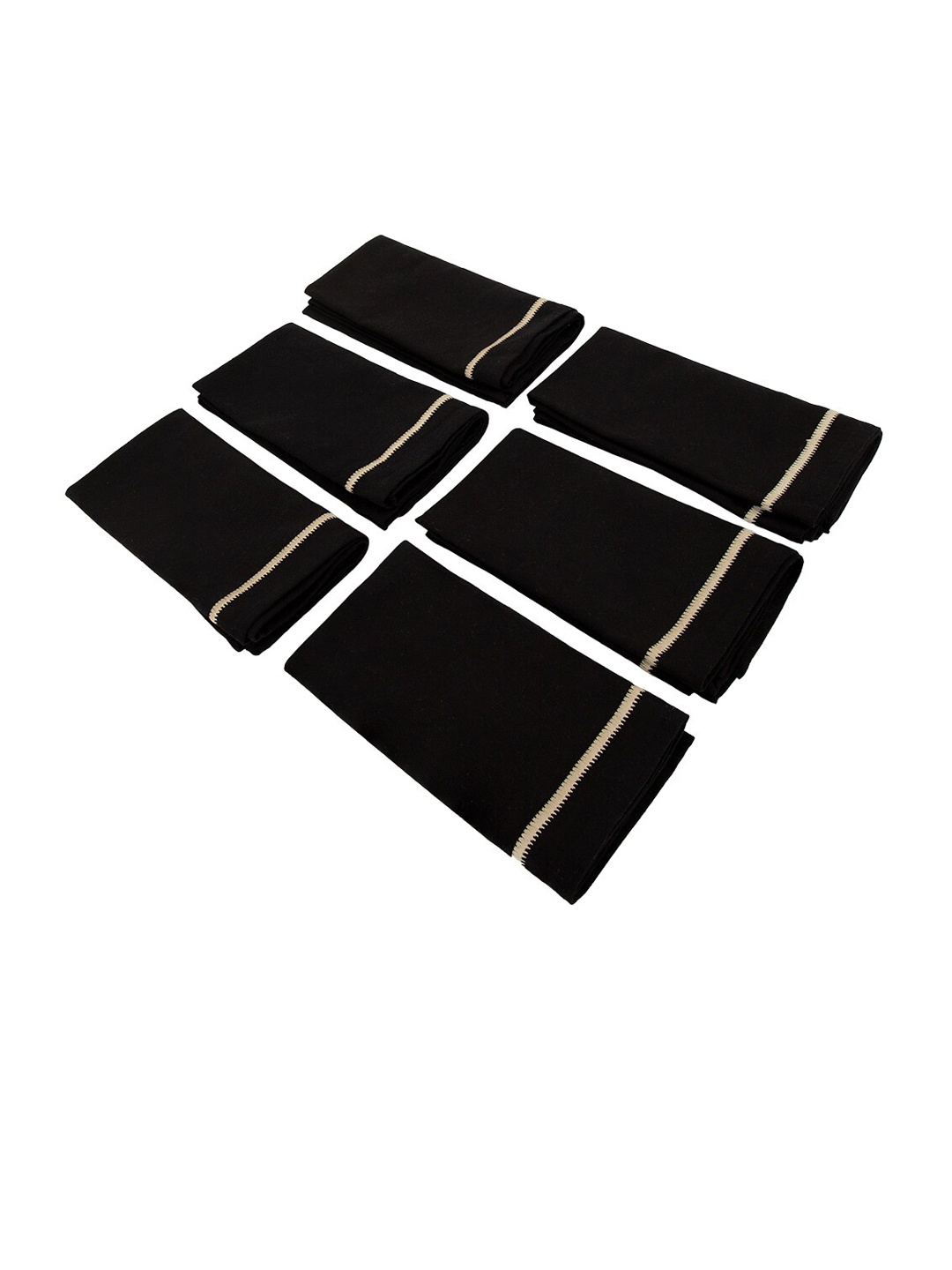 

ellementry Set Of 6 Black Cotton Table Napkins