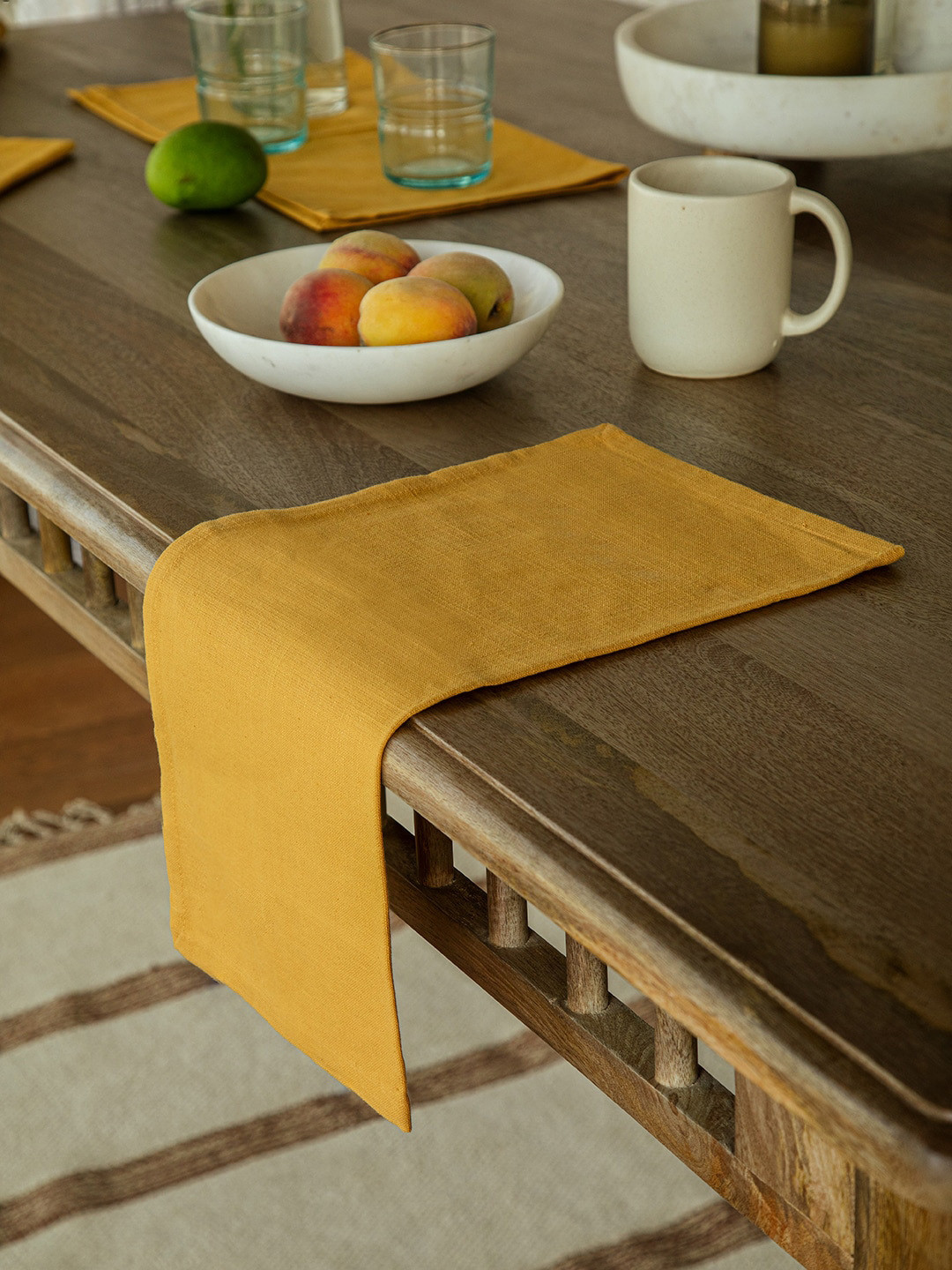 

ellementry Yellow Set Of 6 Mustard Cotton Table Napkins