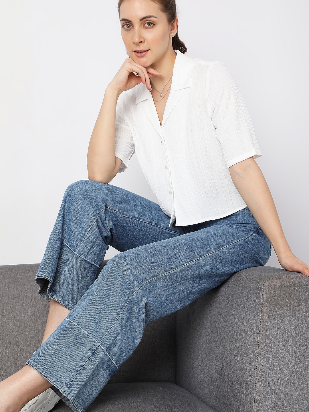 

Vero Moda Women Spread Collar Casual Shirt, White