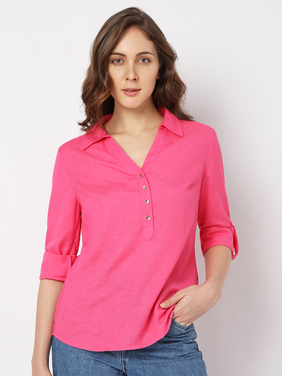 

Vero Moda Roll-Up Sleeves Casual Shirt, Pink