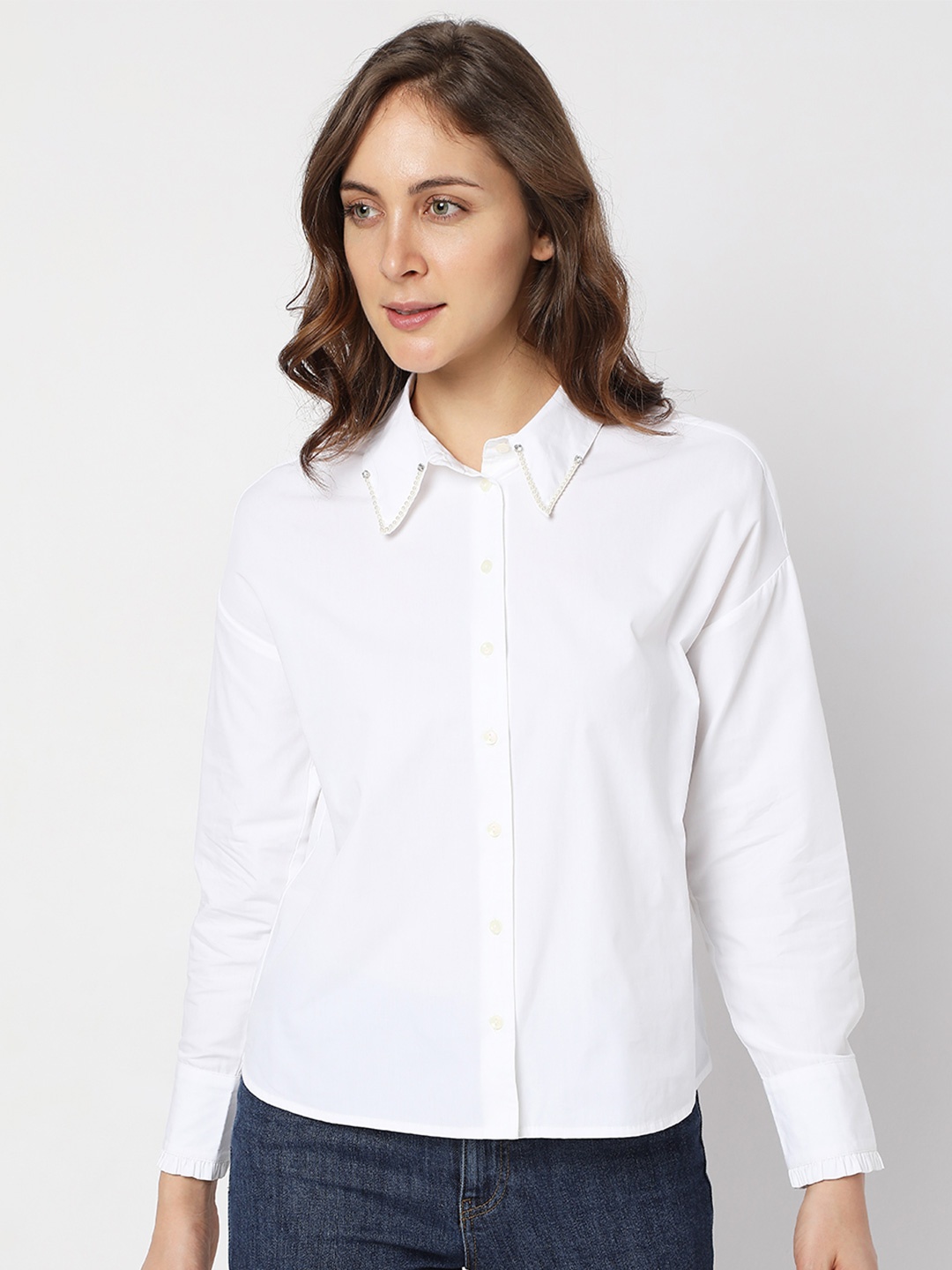 

Vero Moda Women Casual Cotton Shirt, White