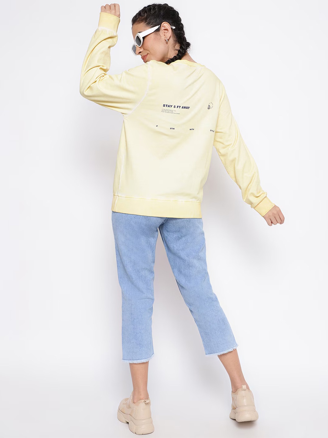 

Belliskey Women Round Neck Long Sleeves Cotton Sweatshirt, Yellow
