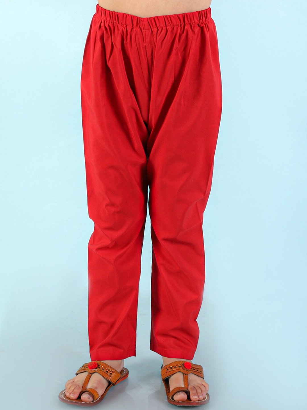 

KID1 Boys Solid Silk Payjama, Red