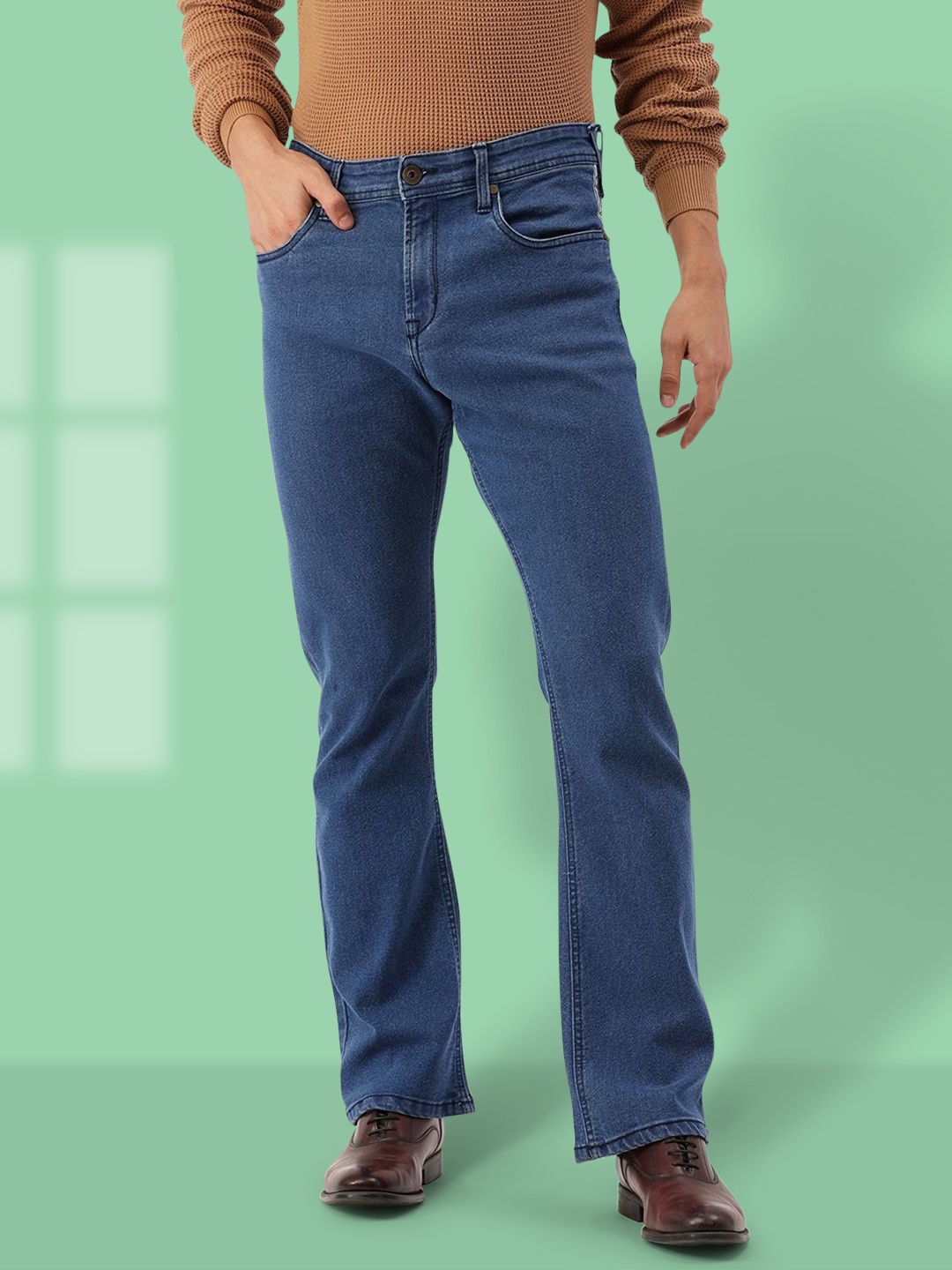 

IVOC Men Low Distress Light Fade Stretchable Straight Fit Jeans, Blue