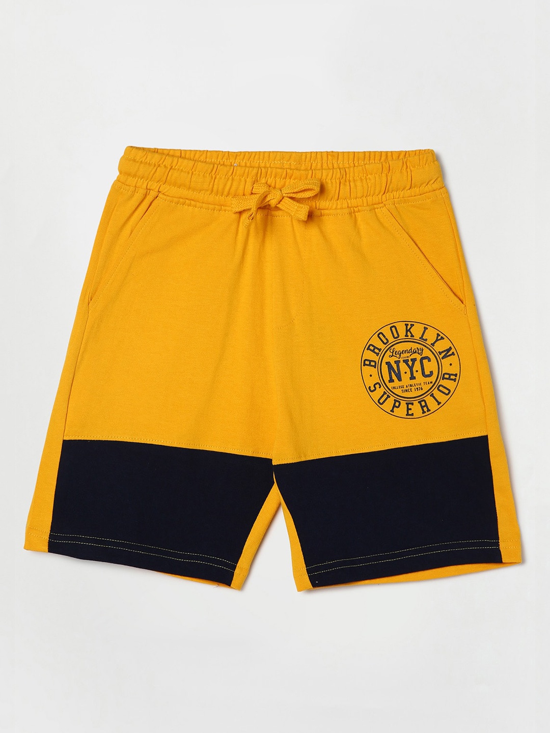 

Fame Forever by Lifestyle Boys Typography Printed Cotton Shorts, Mustard