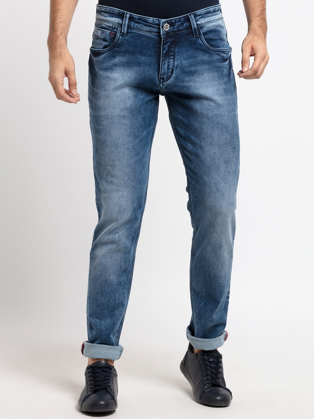 

Status Quo Men Slim Fit Heavy Fade Washed Denim Jeans, Blue