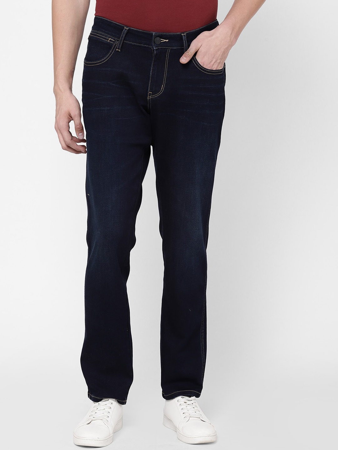 

Wrangler Men Slim Fit Low-Rise Stretchable Cotton Jeans, Blue