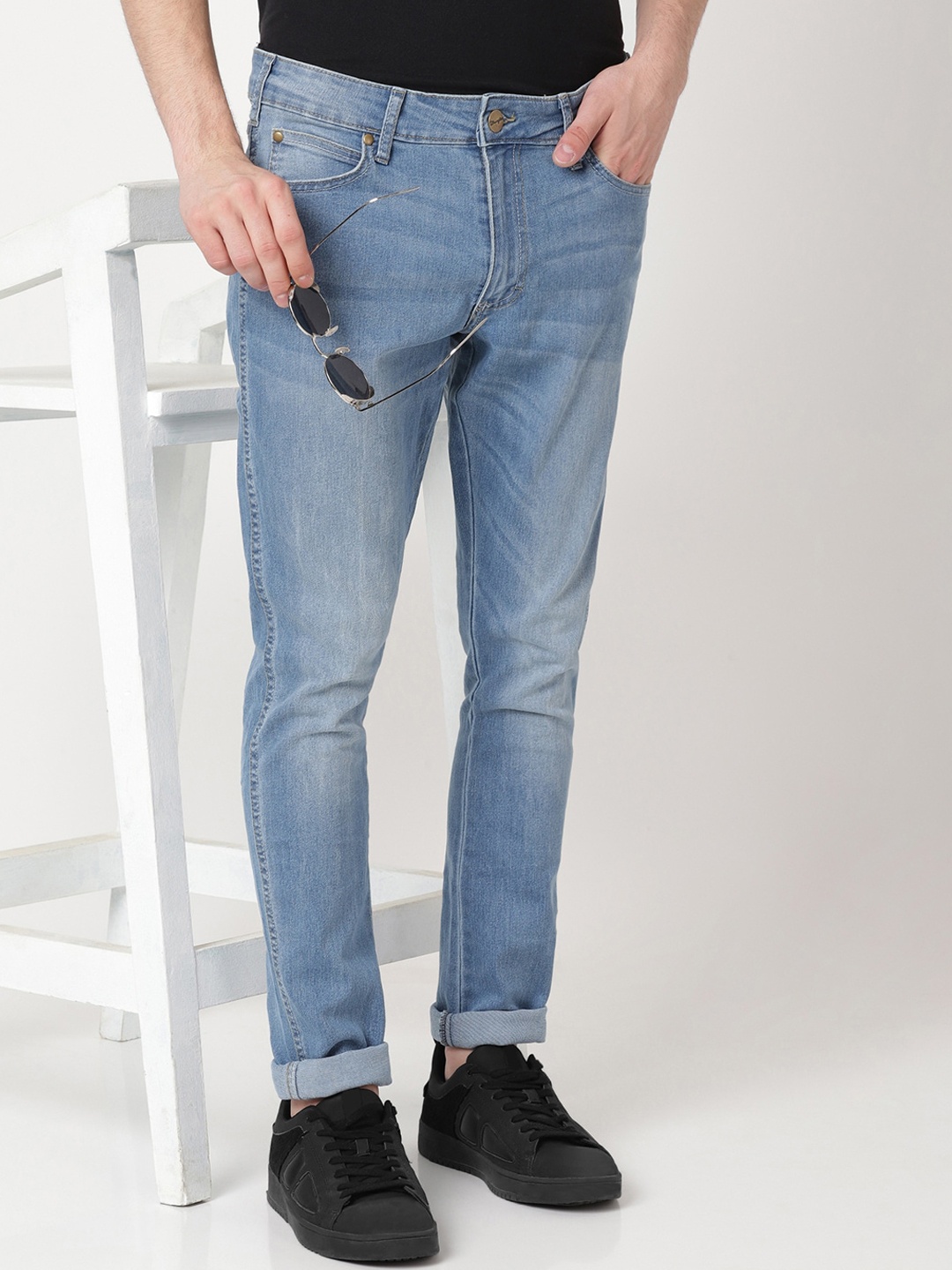 

Wrangler Men Vegas Skinny Fit Low-Rise Light Fade Stretchable Jeans, Blue
