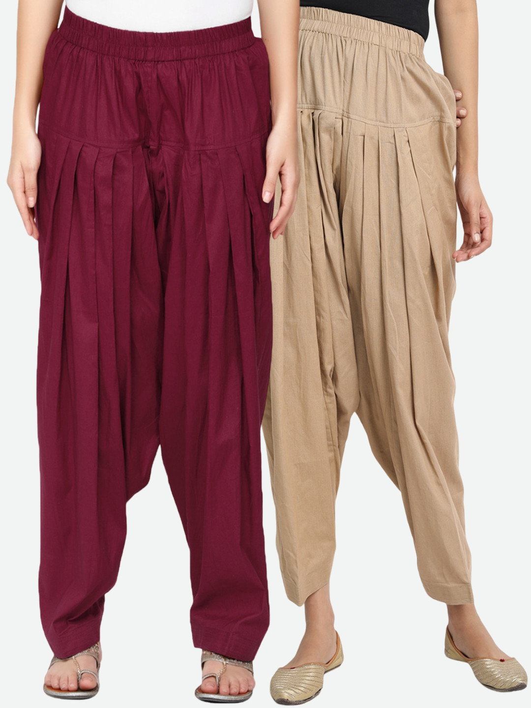 

Molcha Women Pack Of 2 Cotton Loose-Fit Salwar, Beige