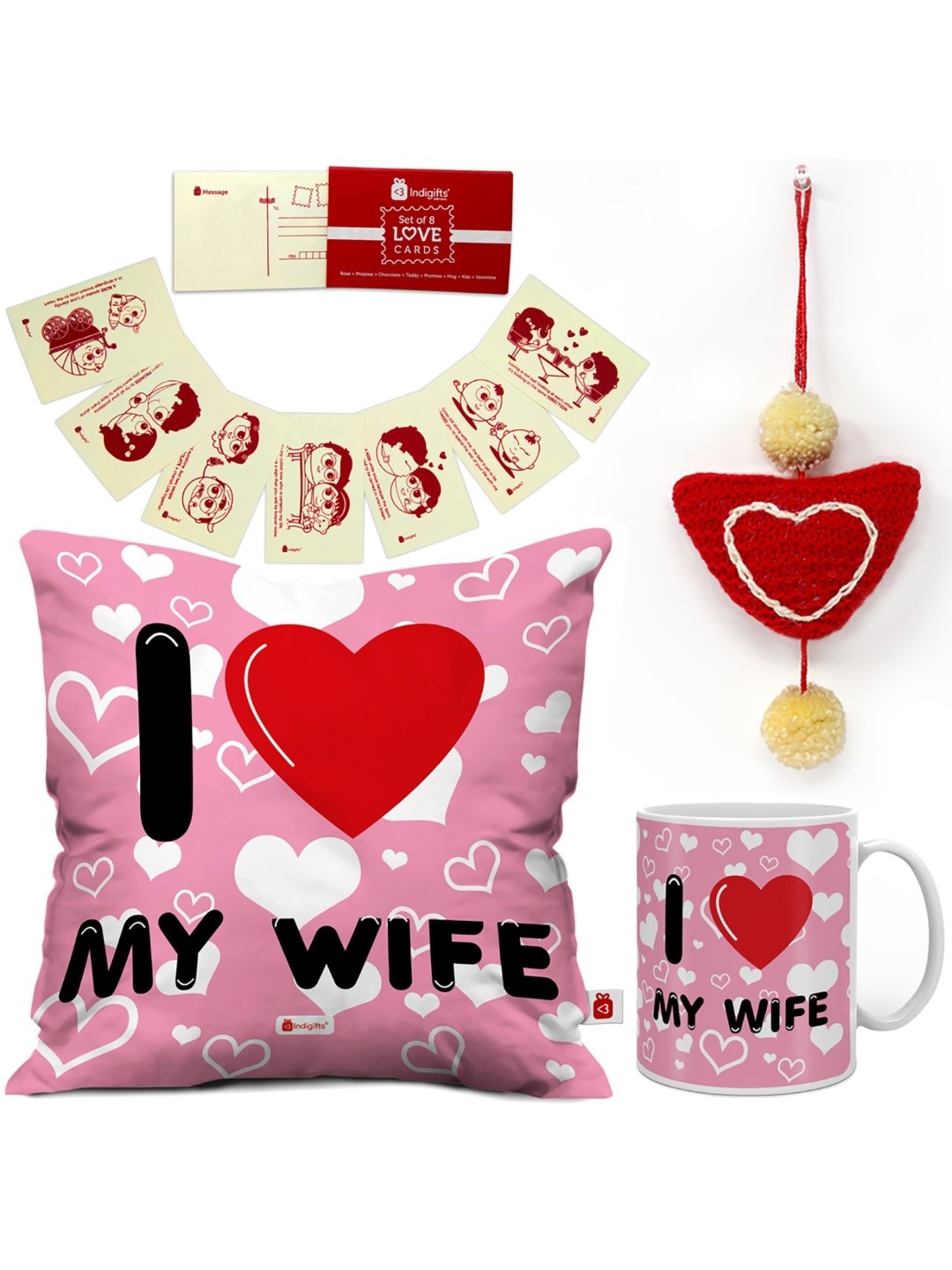 

Indigifts Set of 13 Pink I Love My Wife Quote Valentines Day Gift Set