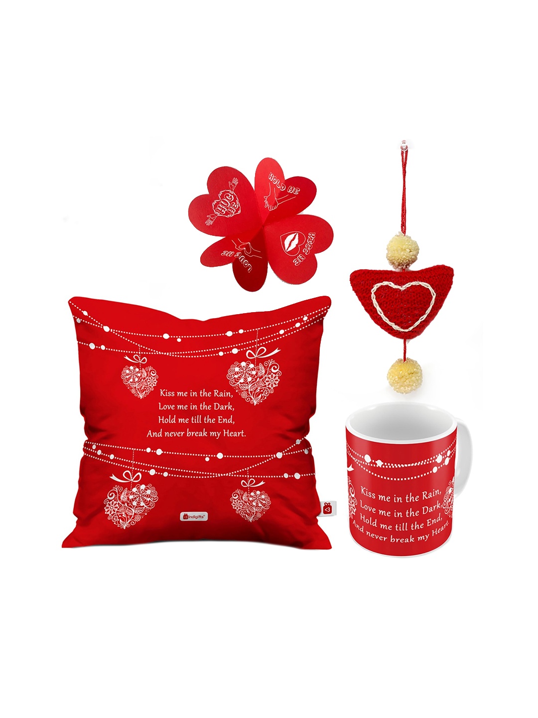 

Indigifts Pack of 4 Red & White Valentines Day Home Gift Set