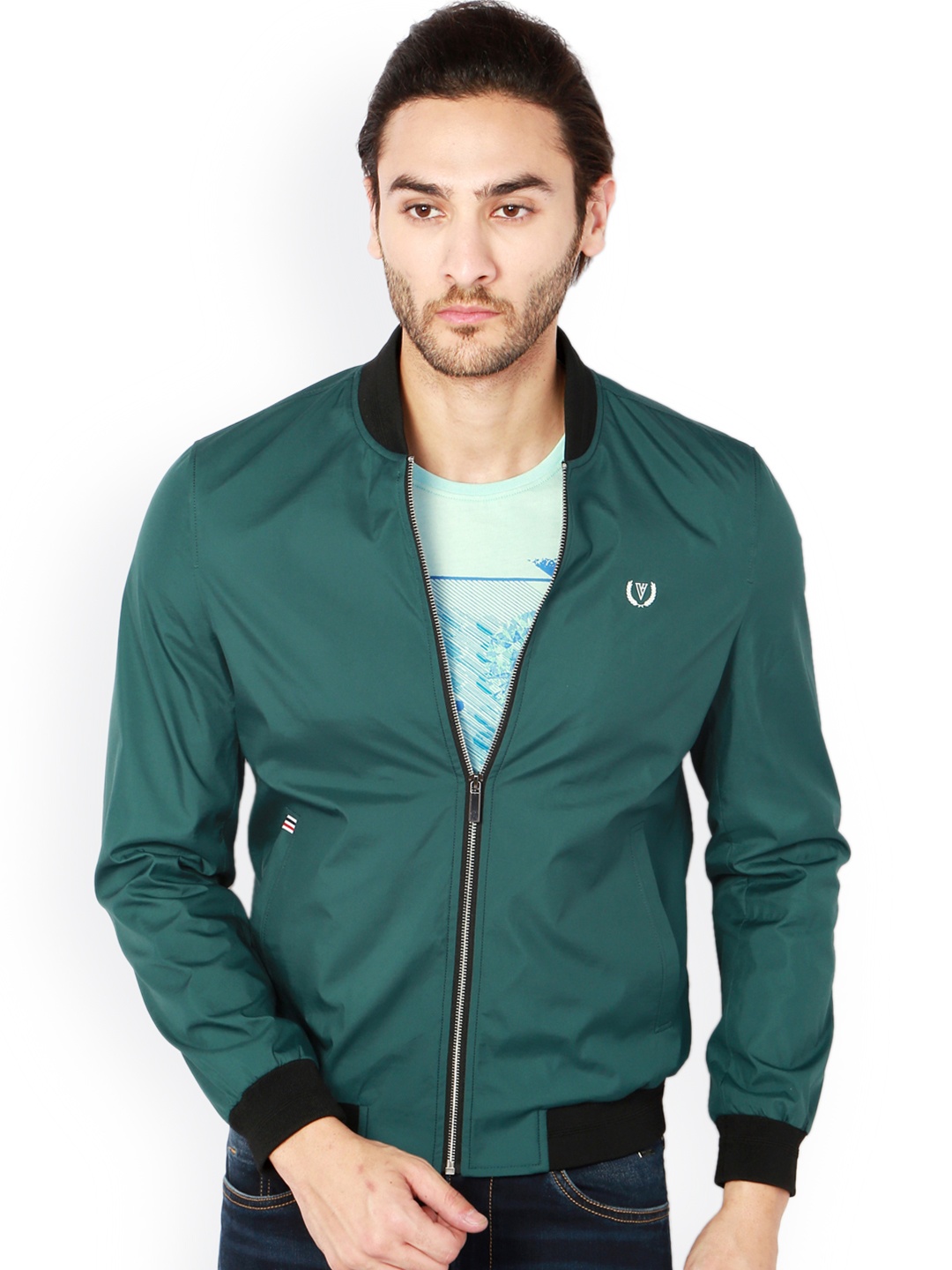 

Van Heusen Sport Men Green Solid Bomber Jacket