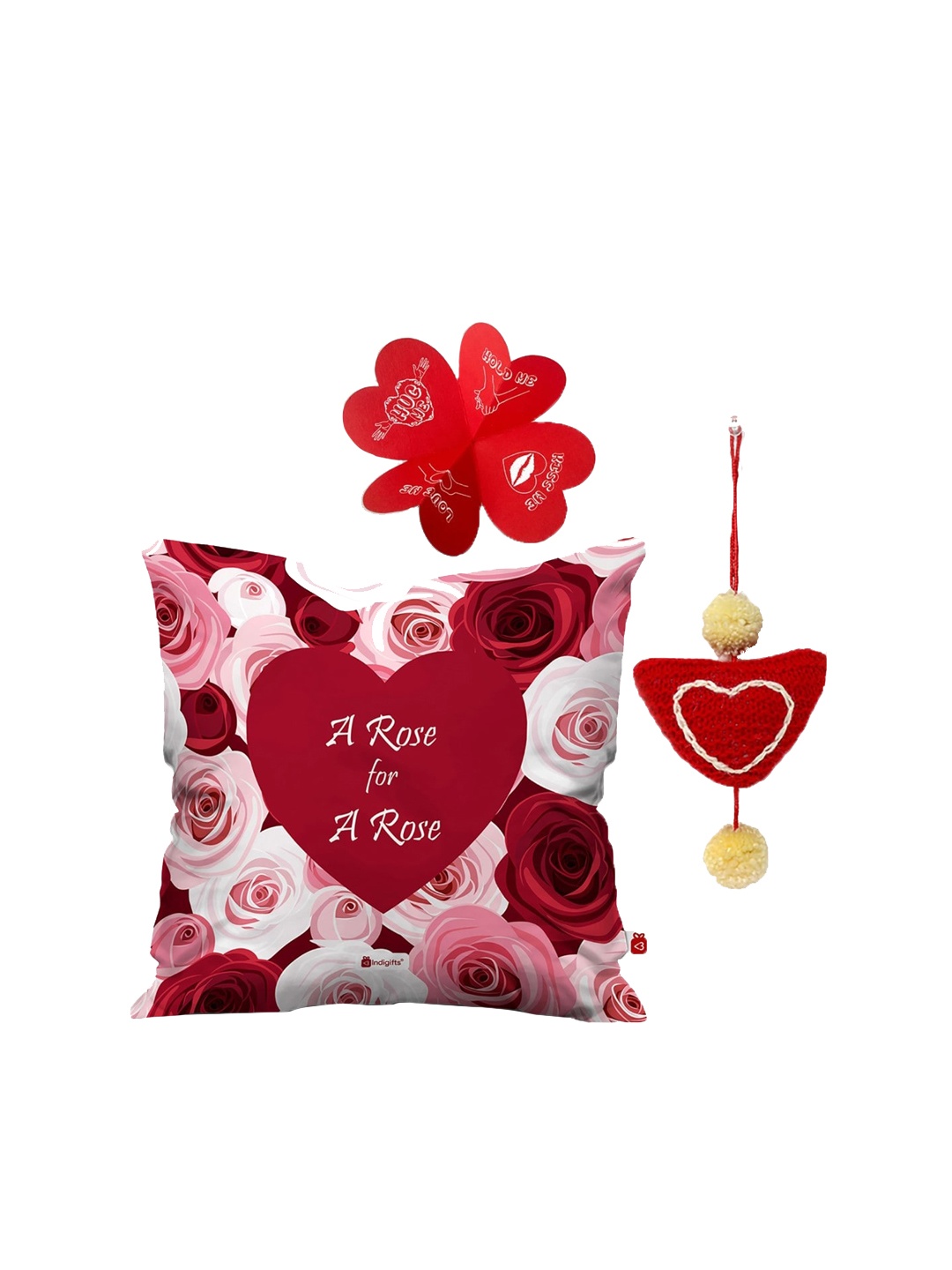 

Indigifts Set Of 3 Pink & Red Valentines Day Home Gift Set