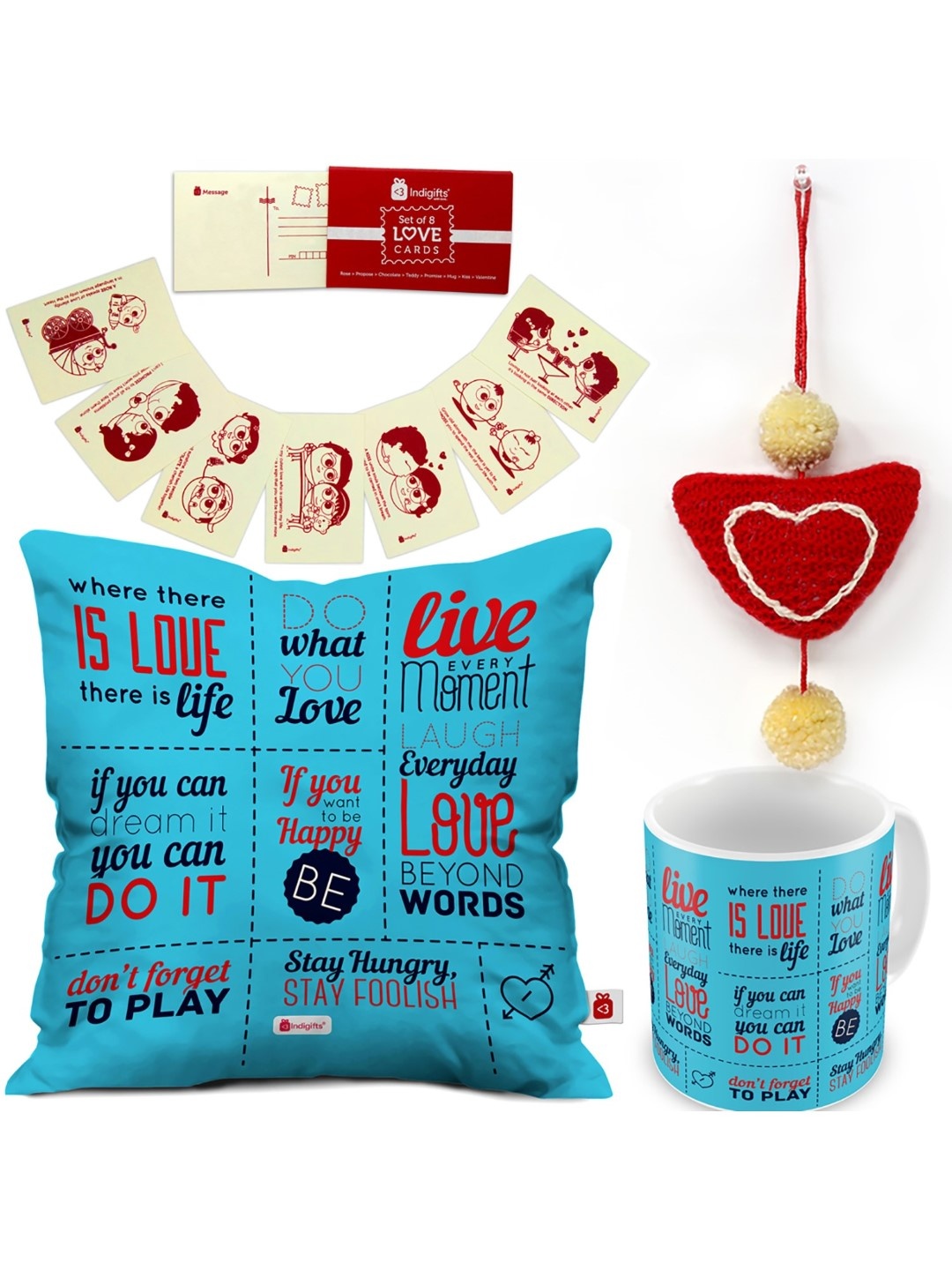 

Indigifts Pack of 4 Valentines Day Home Gift Set, Multi