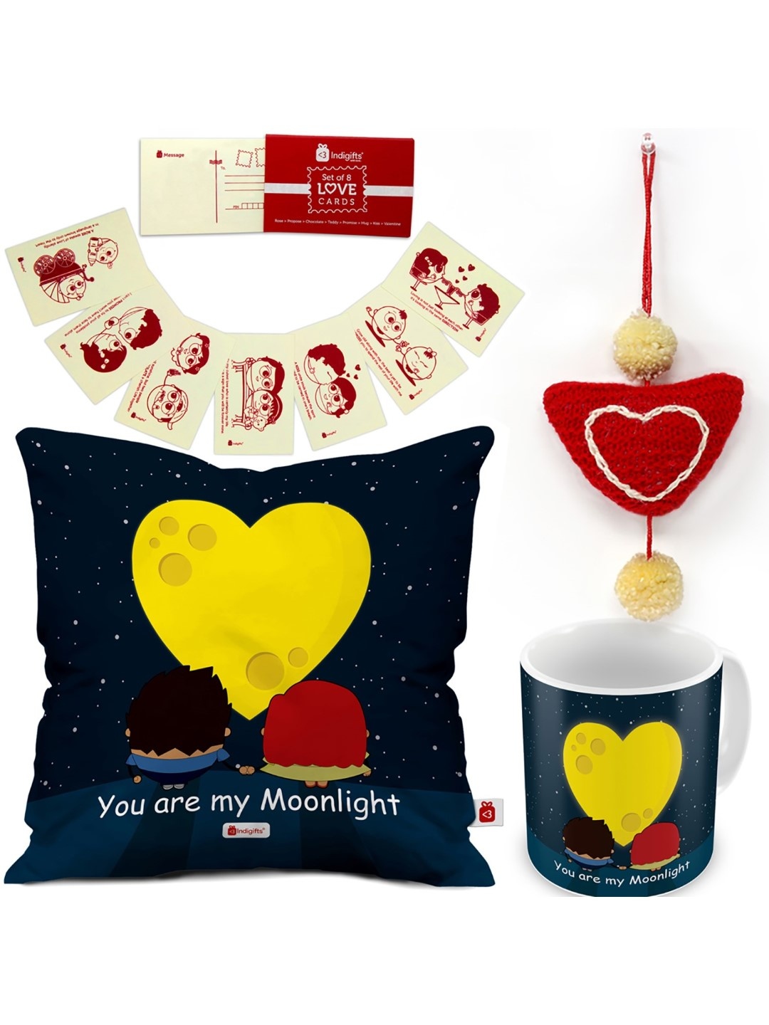 

Indigifts Pack of 4 Valentines Day Home Gift Set, Multi