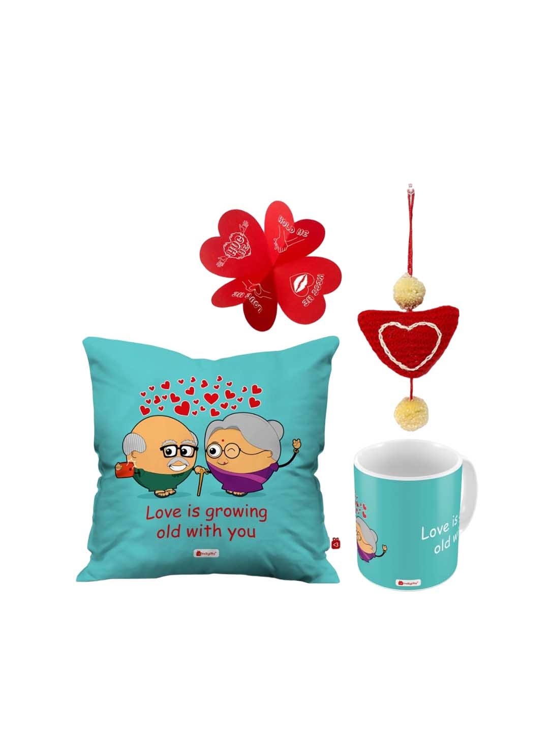 

Indigifts Blue 5-Pieces Love is Growing Quote Valentines Day Gift Set