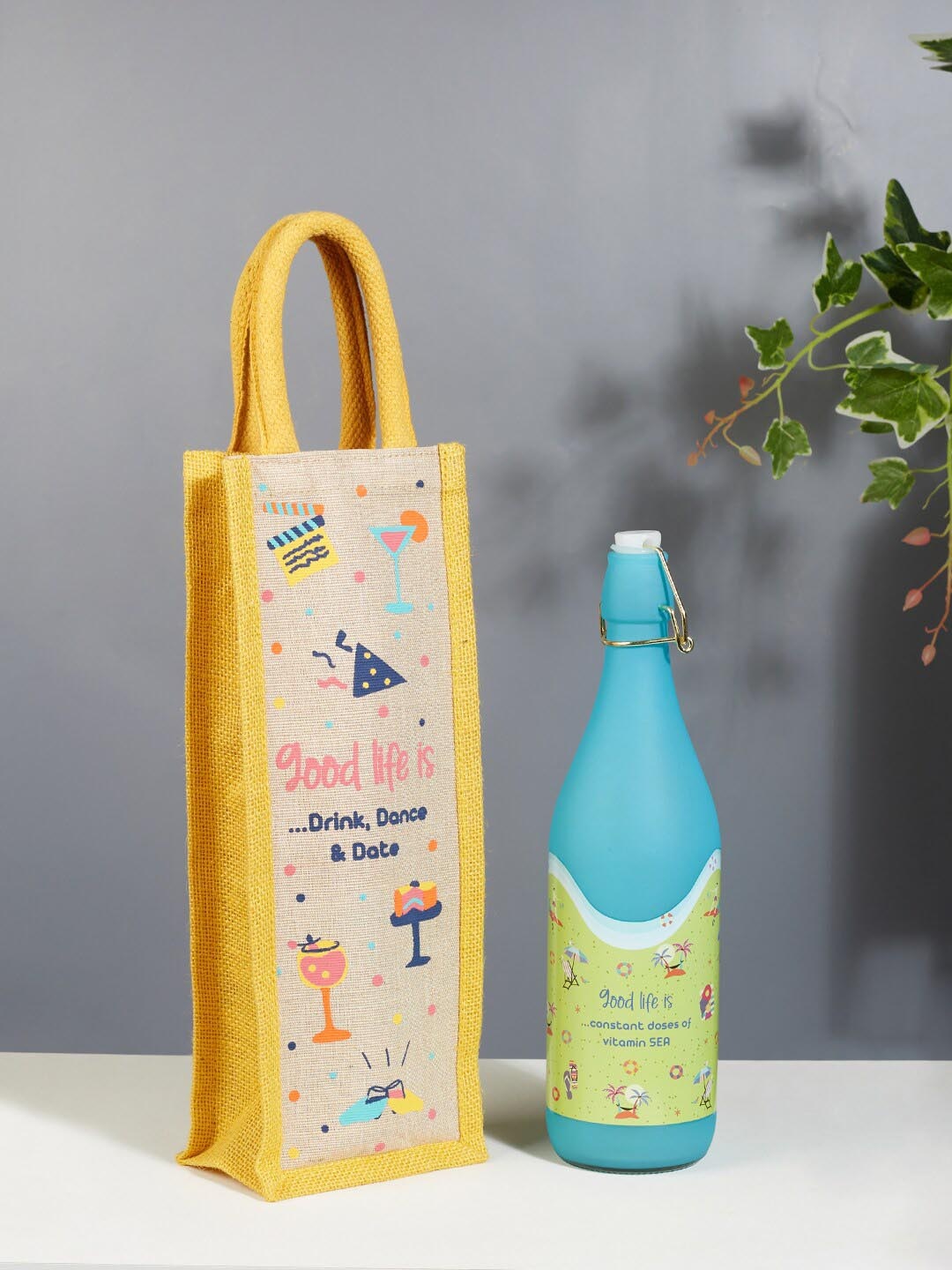 

HomeTown Good Life Dessert Printed Bottle Bags, Yellow