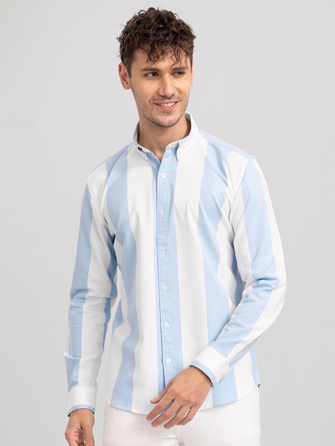 

Snitch Men Slim Fit Striped Casual Shirt, Blue