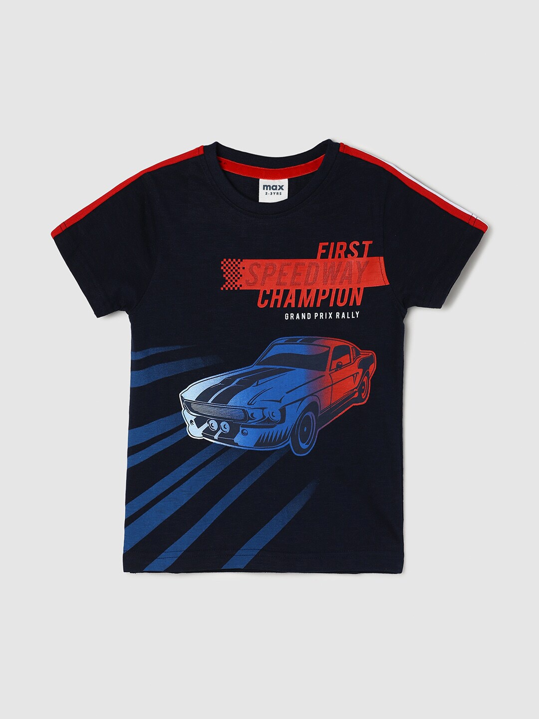 

max Boys Graphic Printed Pure Cotton T-shirt, Blue