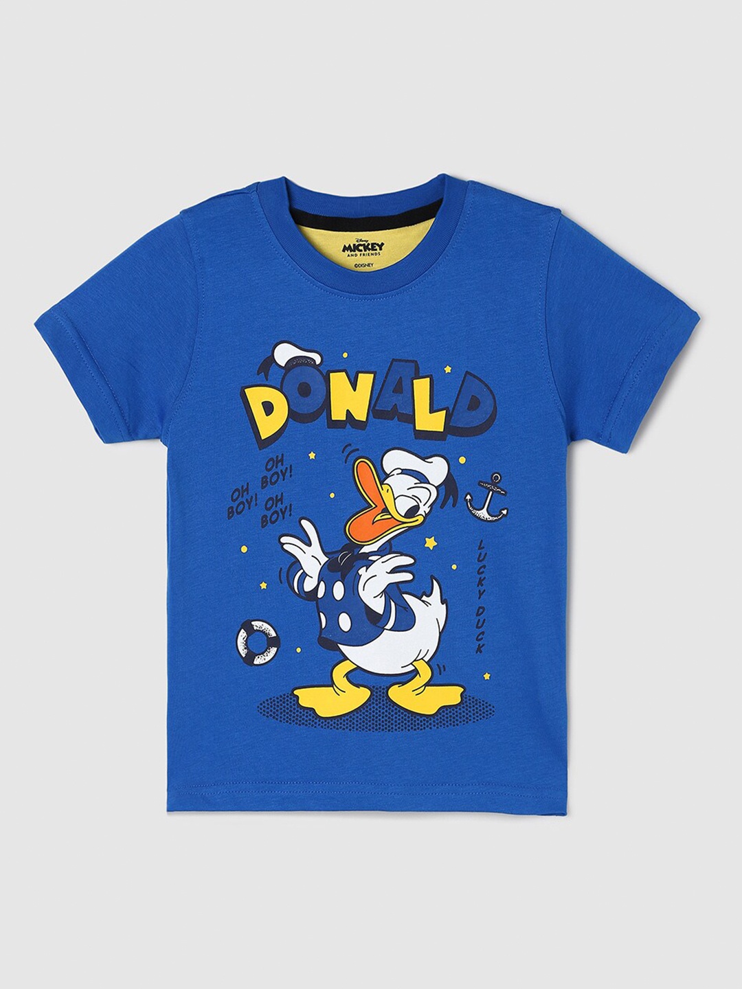 

max Boys Pure Cotton Printed Round Neck T-shirt, Blue
