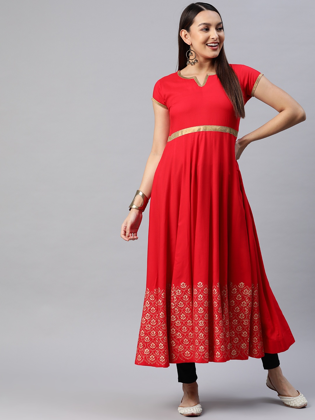 

MBE Women Ethnic Motifs Anarkali Kurta, Red