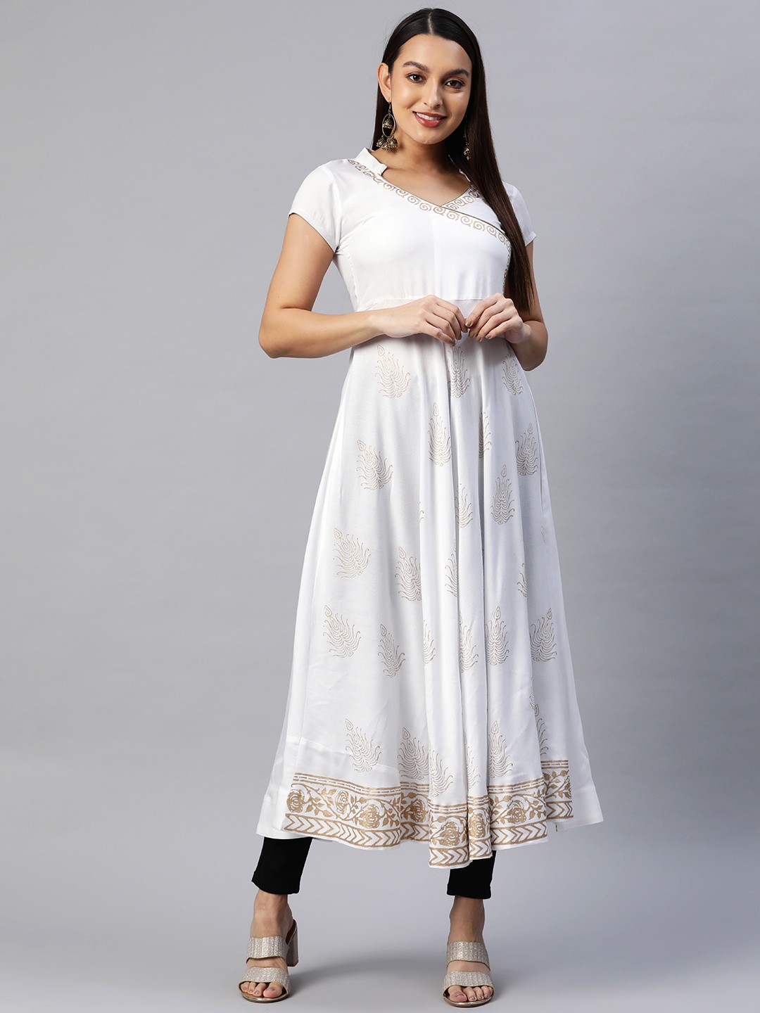 

MBE Women Ethnic Motifs White Romance Anarkali Kurta