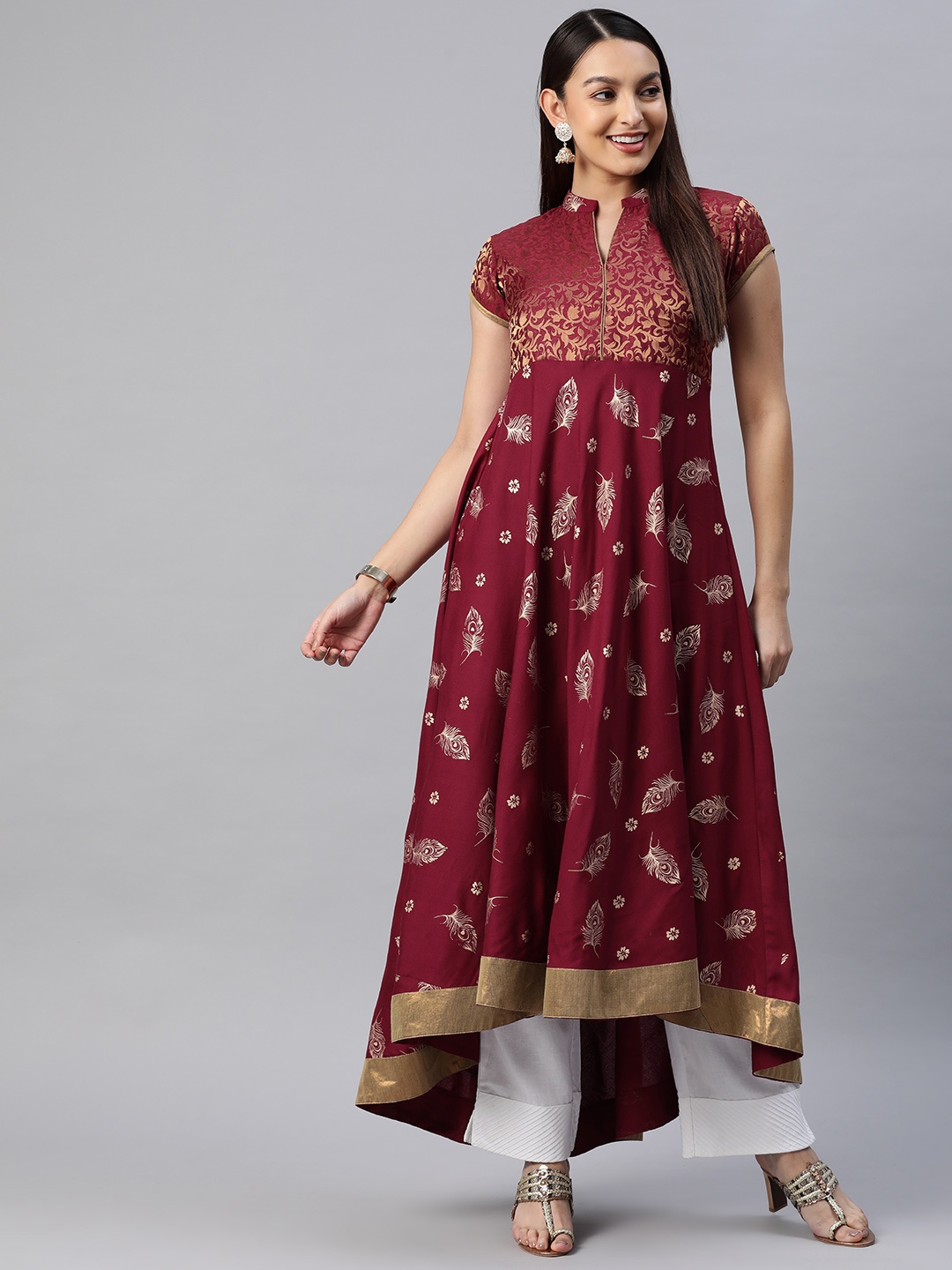 

MBE Women Ethnic Motifs Printed Anarkali Kurta, Maroon