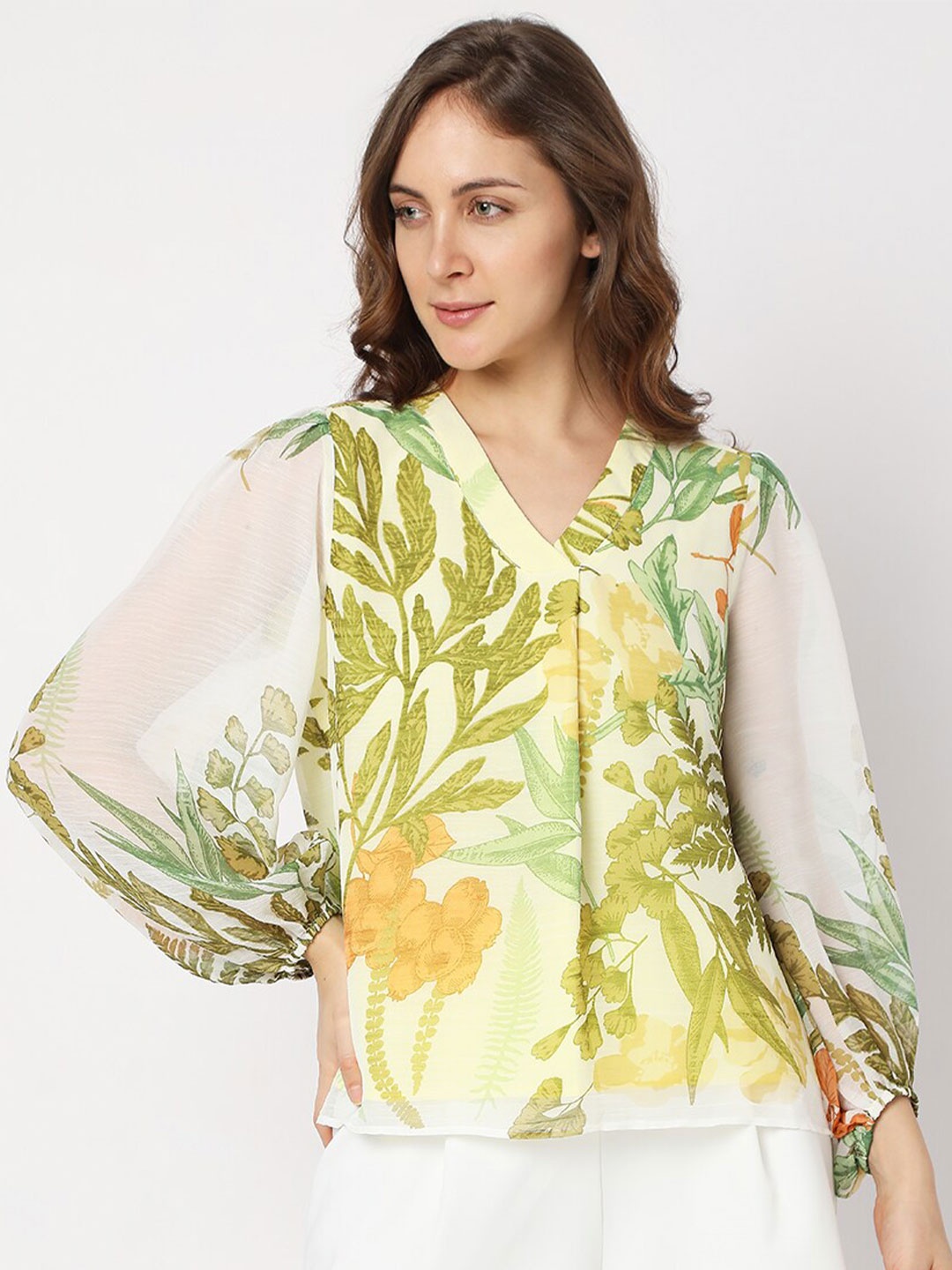 

Vero Moda Printed Floral Print Top, Green