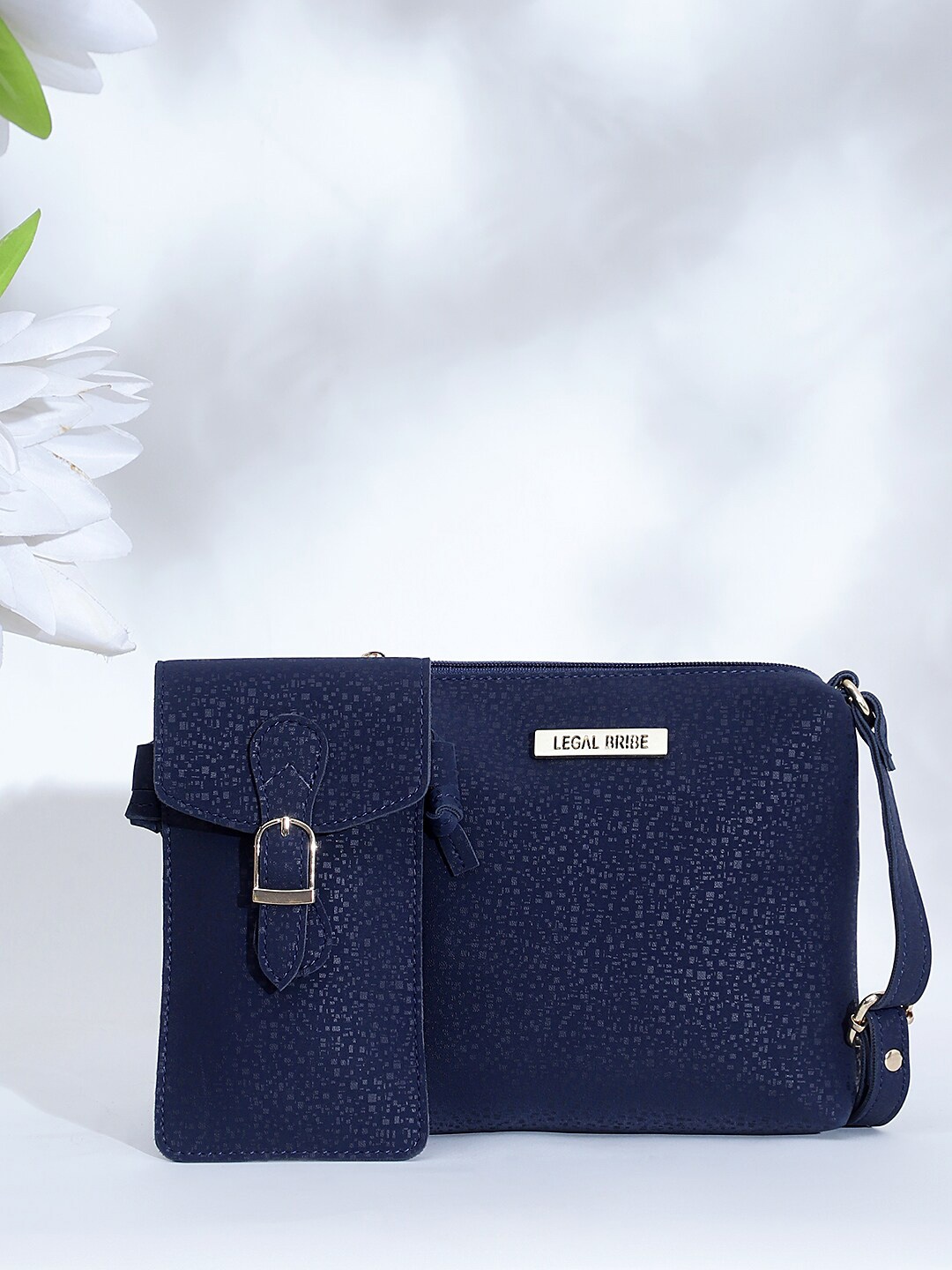 

LEGAL BRIBE Pack of 2 Textured Shopper Sling Bag, Blue