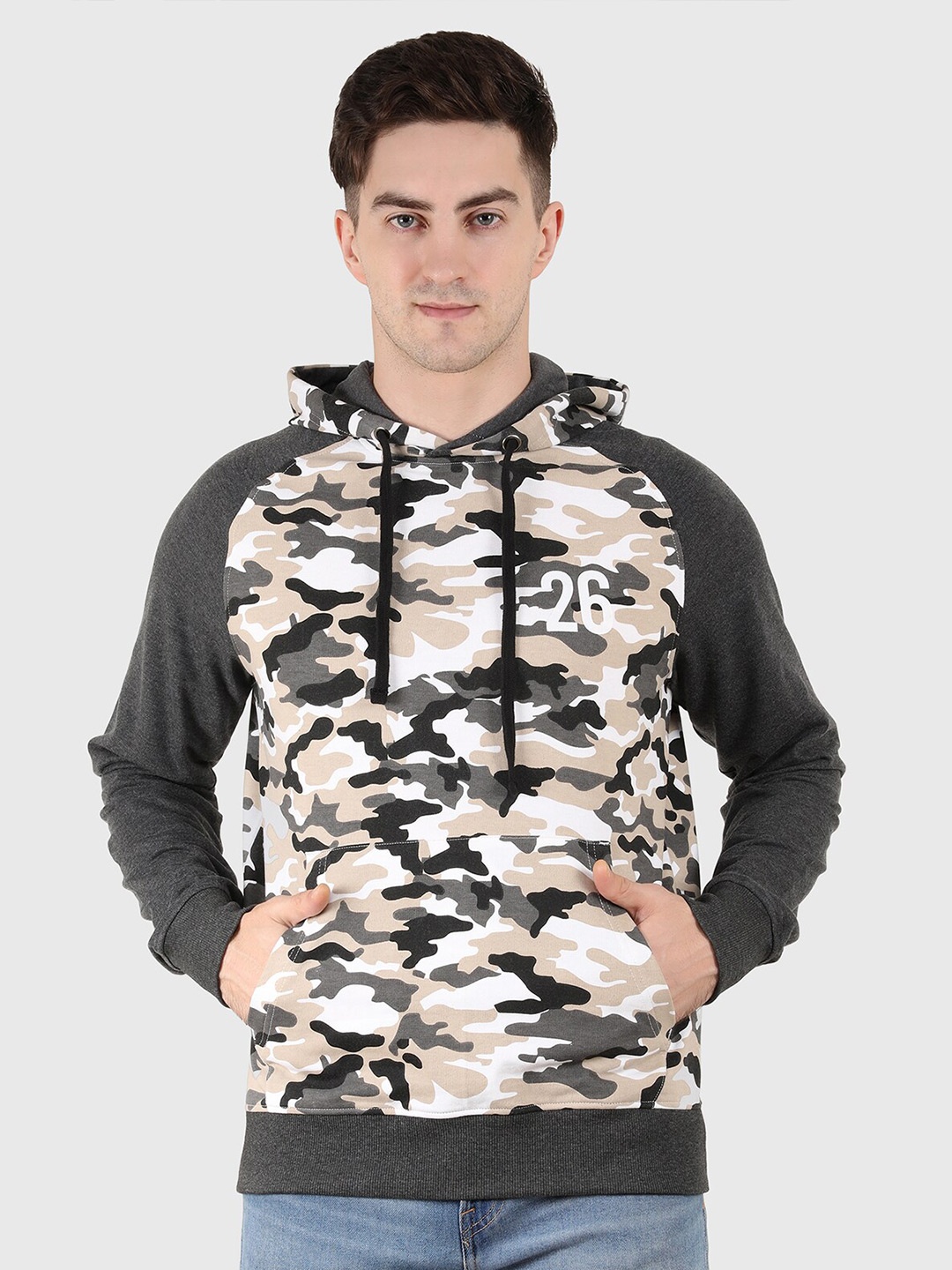 

Y&I Men Printed Hooded Sweatshirt, Grey