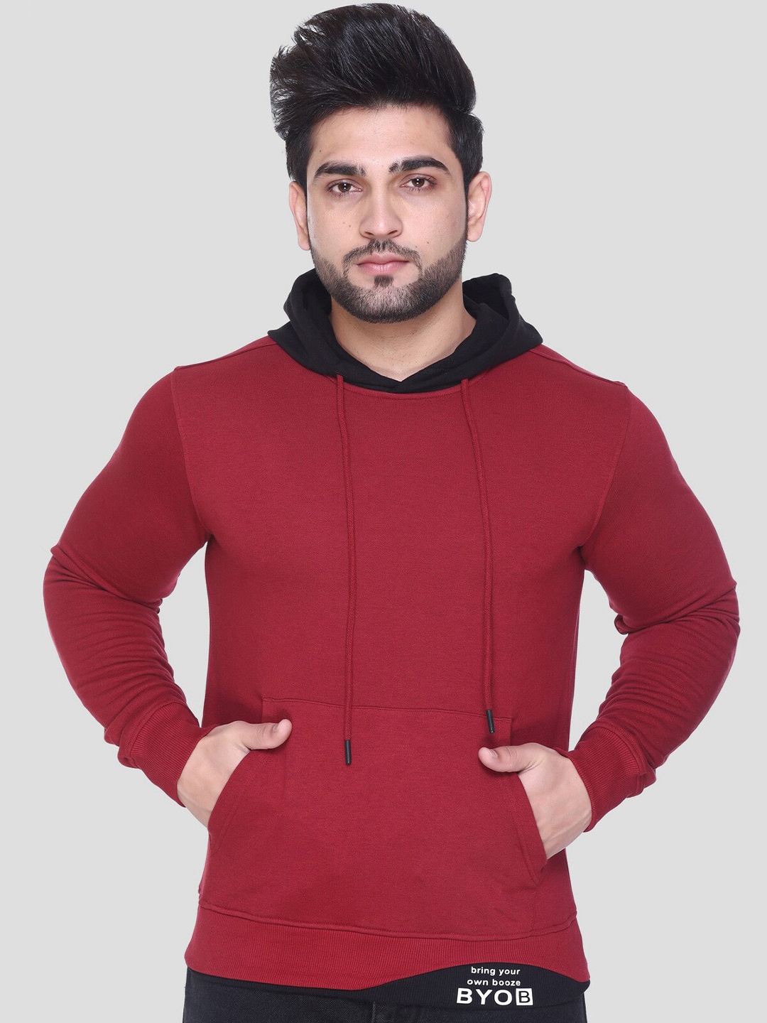 

Y&I Men Hooded Cotton Sweatshirt, Maroon