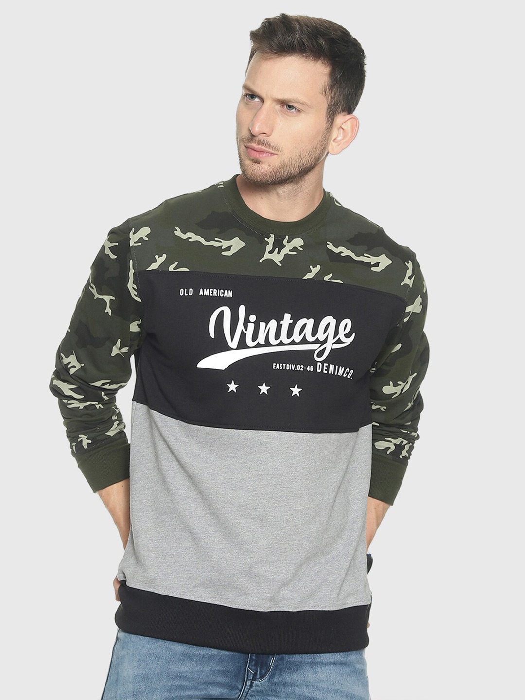 

Y&I Men Printed Sweatshirt, Green