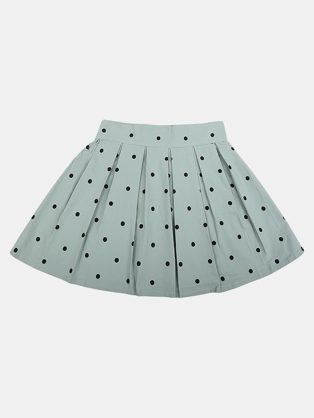 

V-Mart Girls Printed Pure Cotton Pleated Skirt, Green
