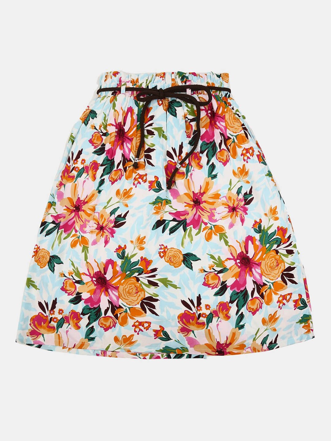 

V-Mart Girls Floral Printed Mini A-Line Skirt, Blue