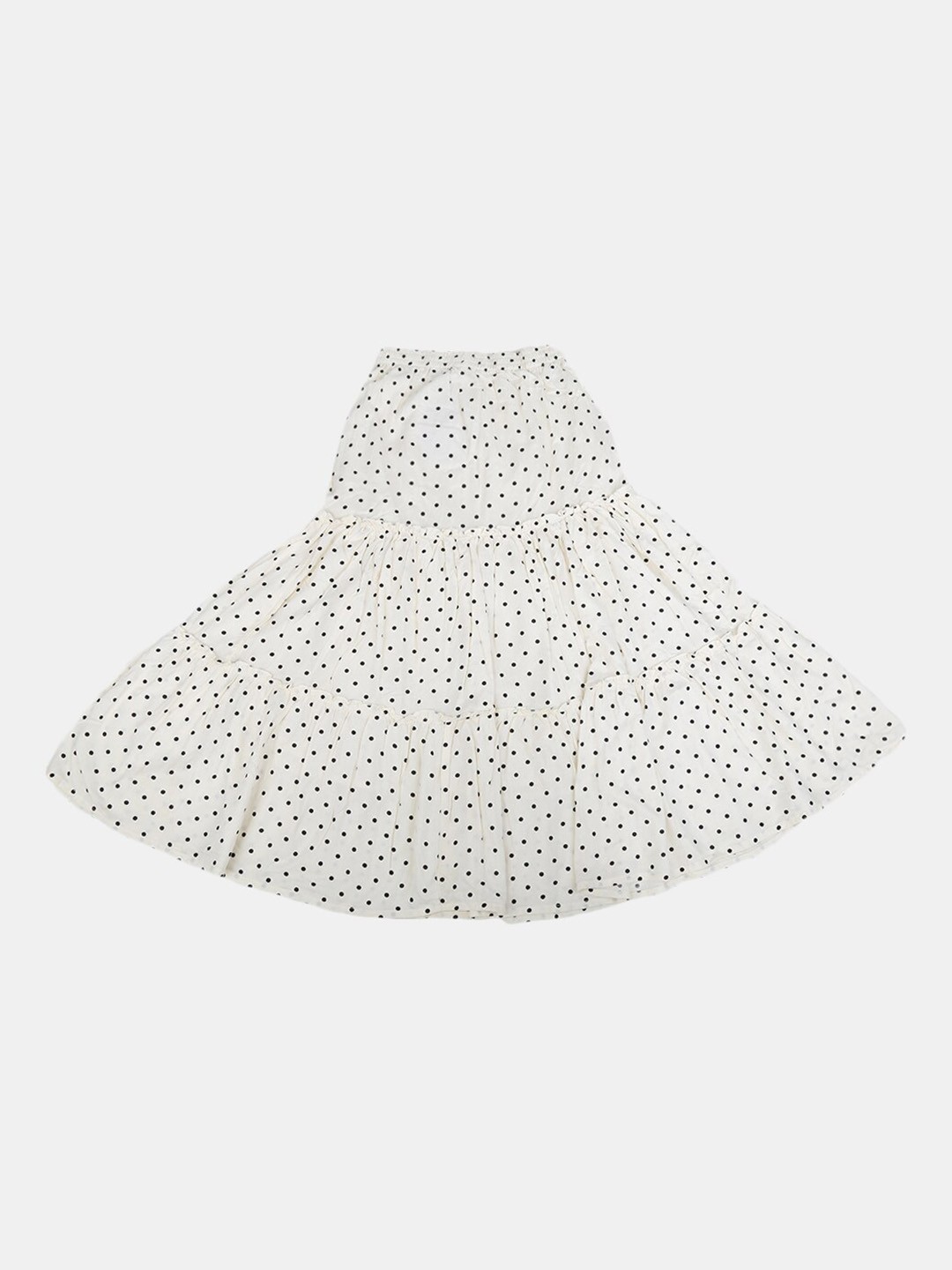 

V-Mart Girls Polka Dots Printed Layer Mini Skirt, Off white