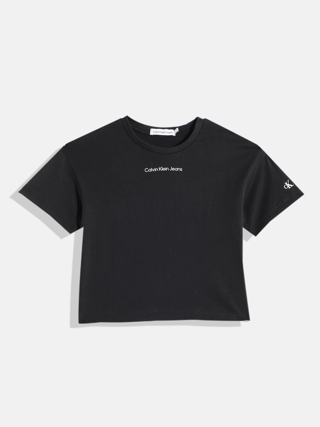

Calvin Klein Jeans Girls Brand Logo Printed Organic Cotton T-shirt, Black