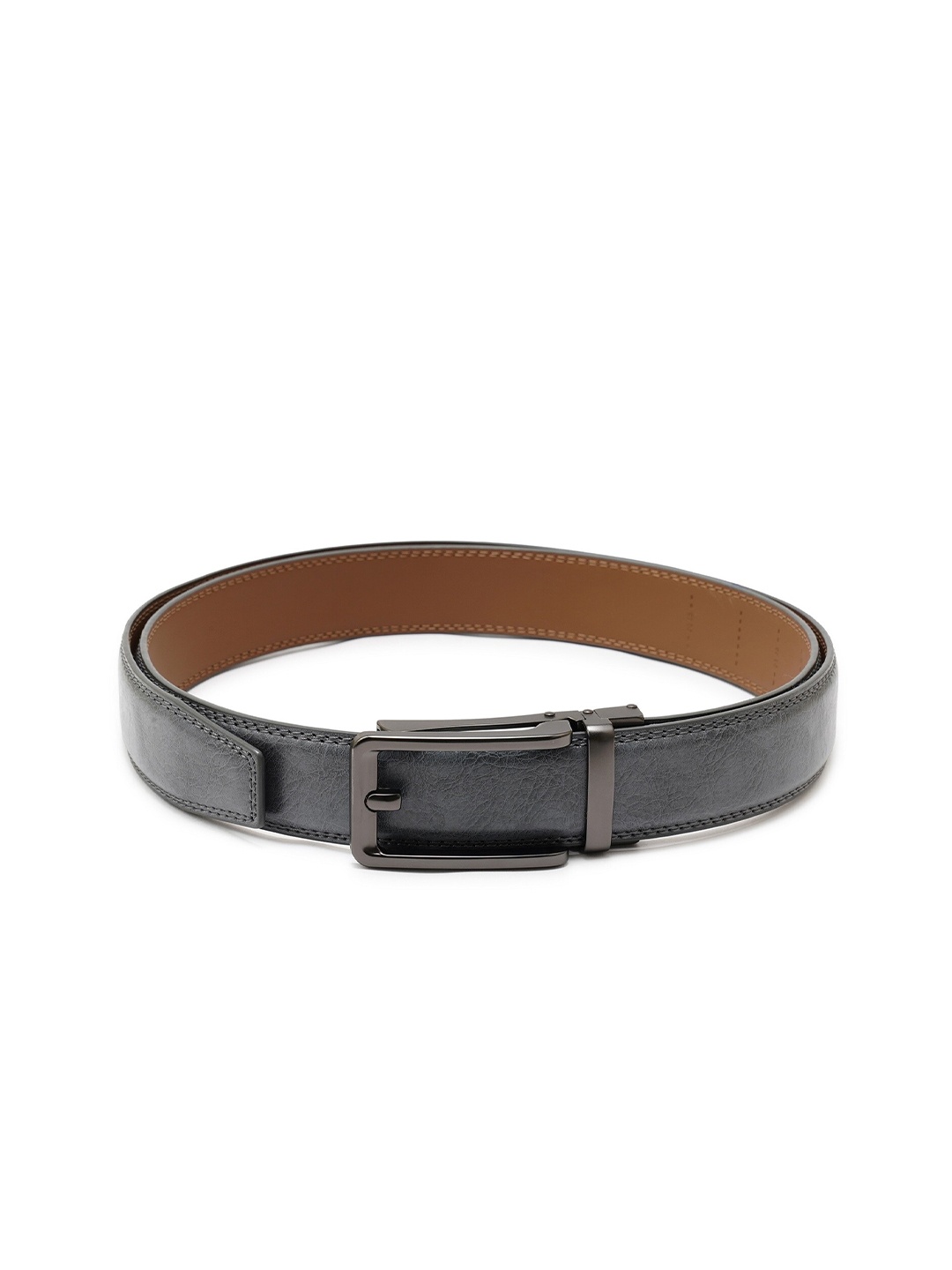 

NAEVE Men Textured Leather Slider Buckle Formal Belt, Grey