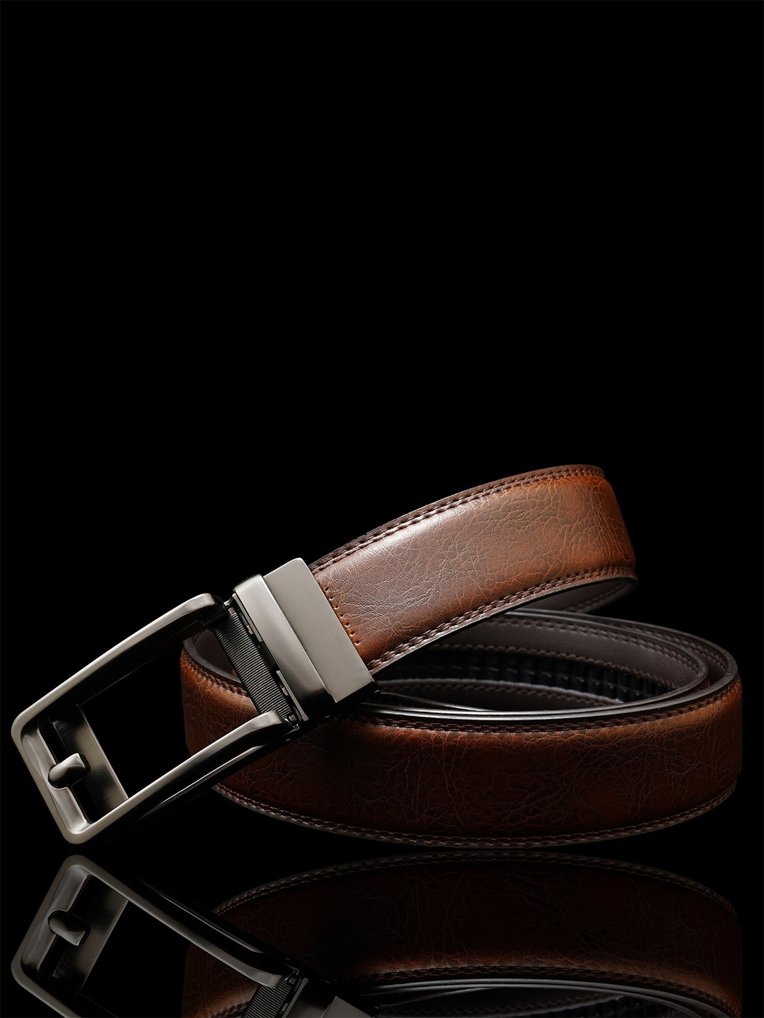 

NAEVE Men Textured Leather Formal Belt, Brown